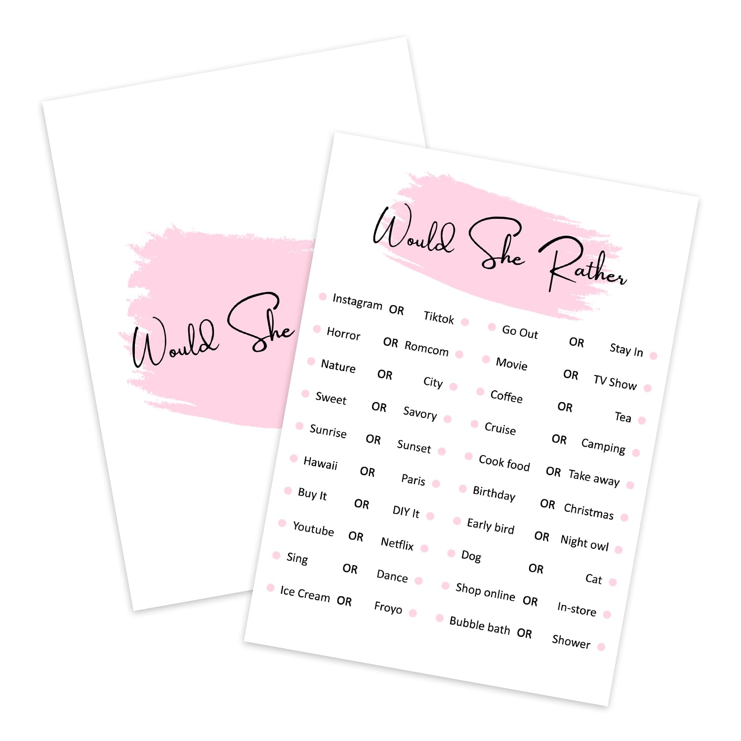 Would She Rather Game Cards - Set of 20 Fun Party Games for Teen Girls | Birthday Sleepover Activities & Decorations | Perfect for Girls Night, Slumber Parties & Birthday Celebrations