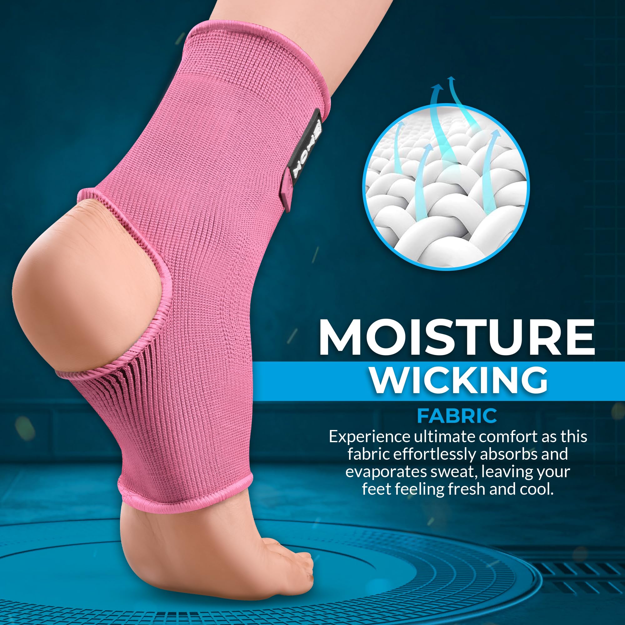WYOX Ankle Compression Sleeve for Women - Breathable Heel Support Brace, Adjustable Wrap for Sprains, Swelling & Recovery (Pink, L/XL) - Ideal for Running, Basketball & Post-Injury Rehabilitation