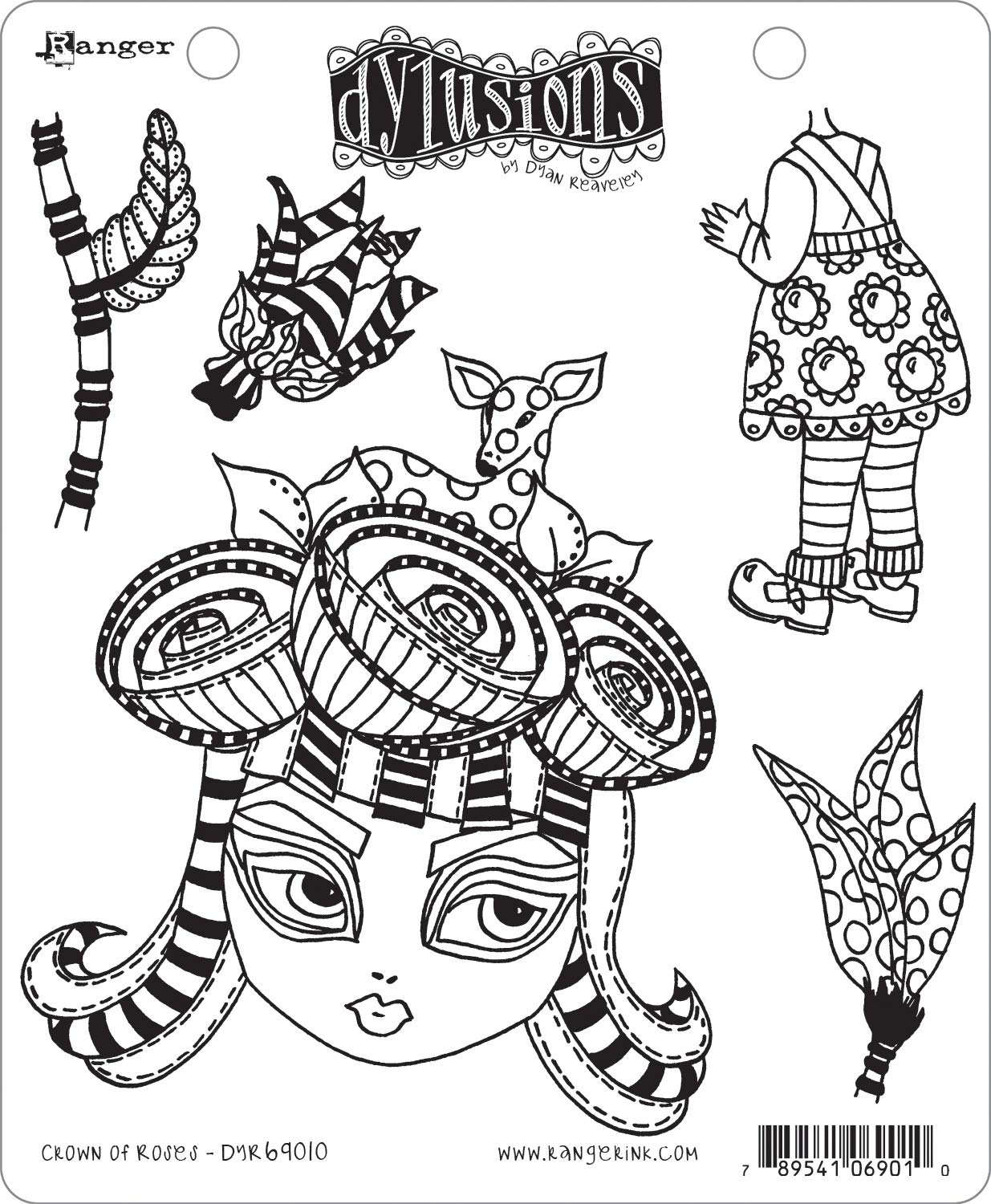 Dylusions Cling Stamp - Crown Rose Design for Scrapbooking, Card Making & Mixed Media Art | Perfect for DIY Crafts, Journals & Invitations