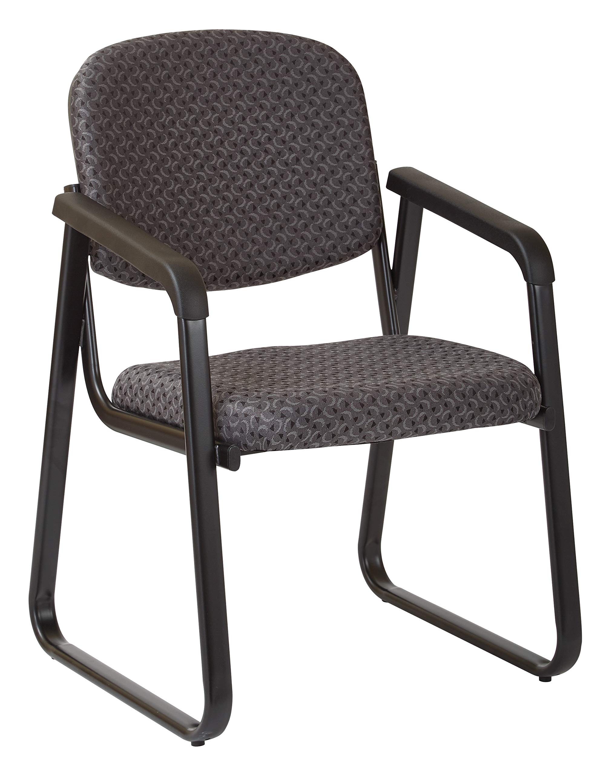 Office Star Deluxe Sled Base Visitor Chair - Designer Plastic Shell with Thick Padded Seat & Back, Armrests in Charcoal Onyx - Perfect for Reception Areas, Waiting Rooms & Office Guest Seating