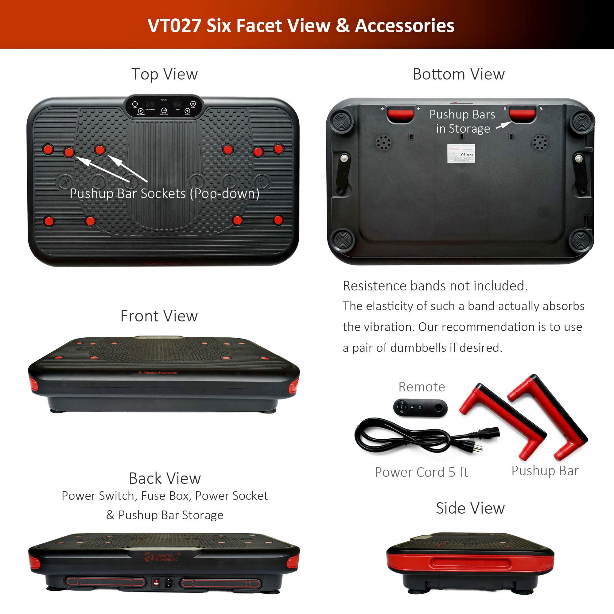 VT027 Vibration Plate Exercise Machine - Pivotal Oscillation, Low Frequency & High Amplitude | Patented Aluminum Twin-Coupler Design | Built-in Push-up Bars | Slim & Powerful Workout Equipment for Home Gym, Weight Loss & Muscle Toning