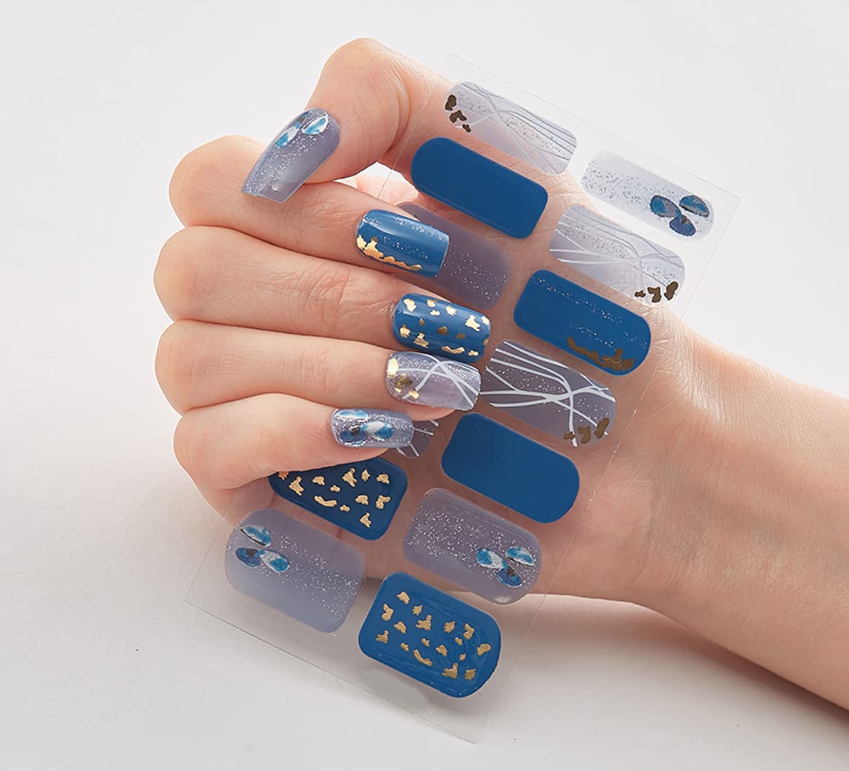 3D Nail Stickers for Women & Girls - Waterproof, Glittery, Luxury DIY Nail Art Decals - Self-Adhesive Peel Off Nail Extensions - 14 Pieces Multicolor Set (DQ3-064) - Perfect for Parties, Weddings, and Everyday Glam