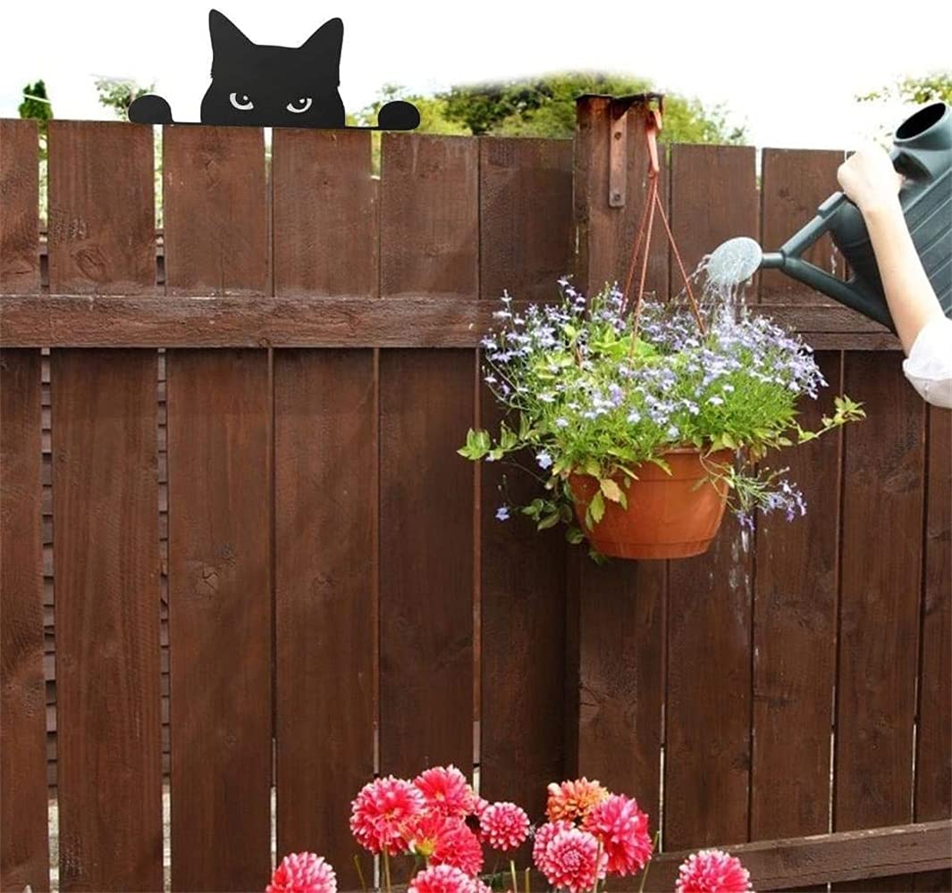 Black Cat Silhouette Metal Yard Art Decor - Outdoor Garden Statue for Cat Lovers | Unique Spring & Halloween Home Decor | Perfect Gift for Pet Owners & Garden Enthusiasts