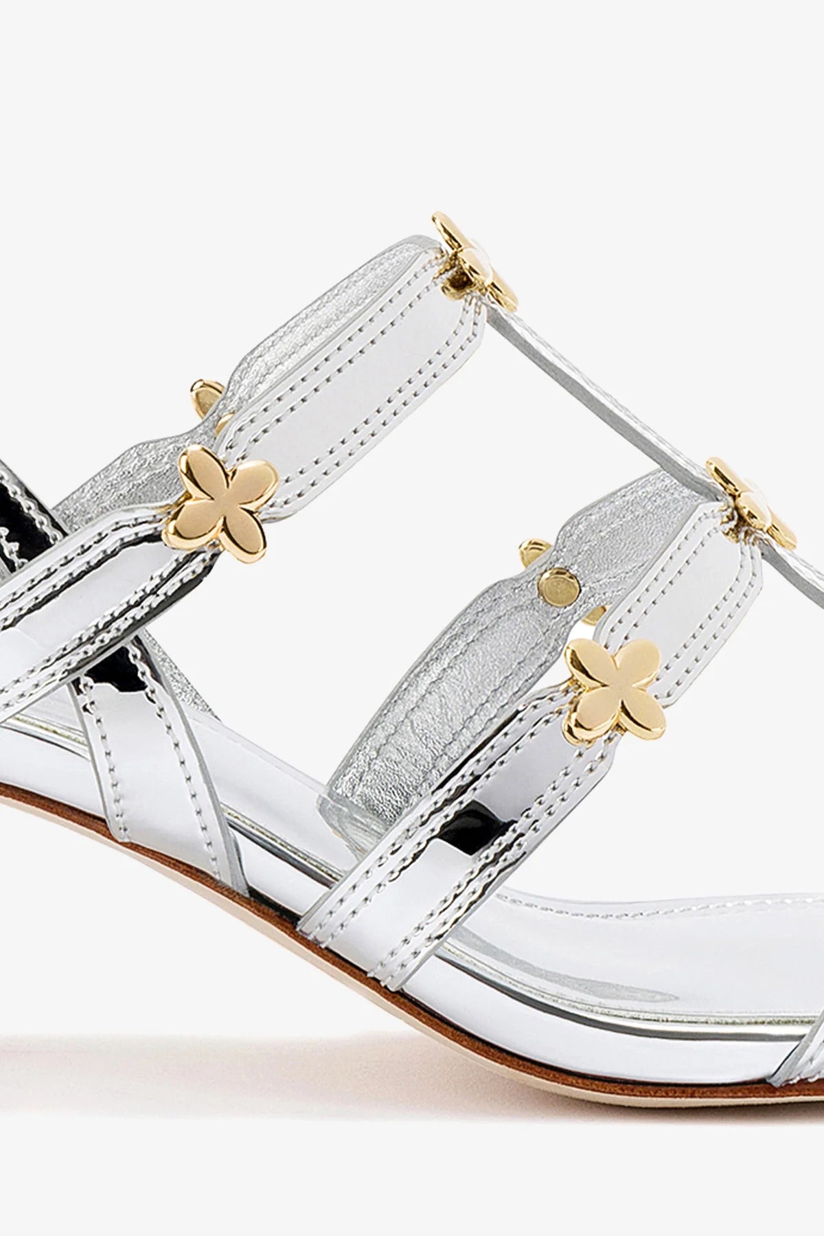 Harmony Block Heel Sandals for Women - Silver Mirror Finish - Perfect for Weddings, Parties & Summer Outfits
