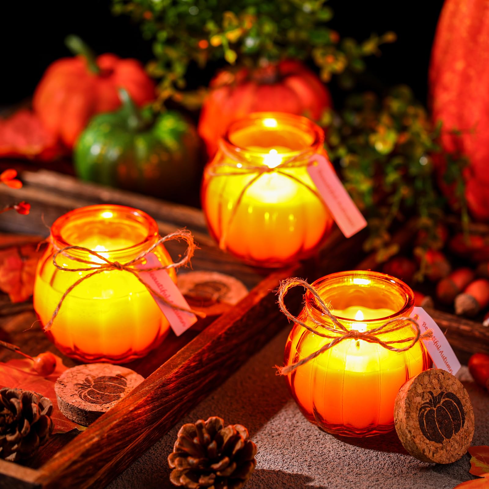 Pumpkin Shaped Candles - 12 Pack Scented Fall Candles for Halloween Thanksgiving Home Decor
