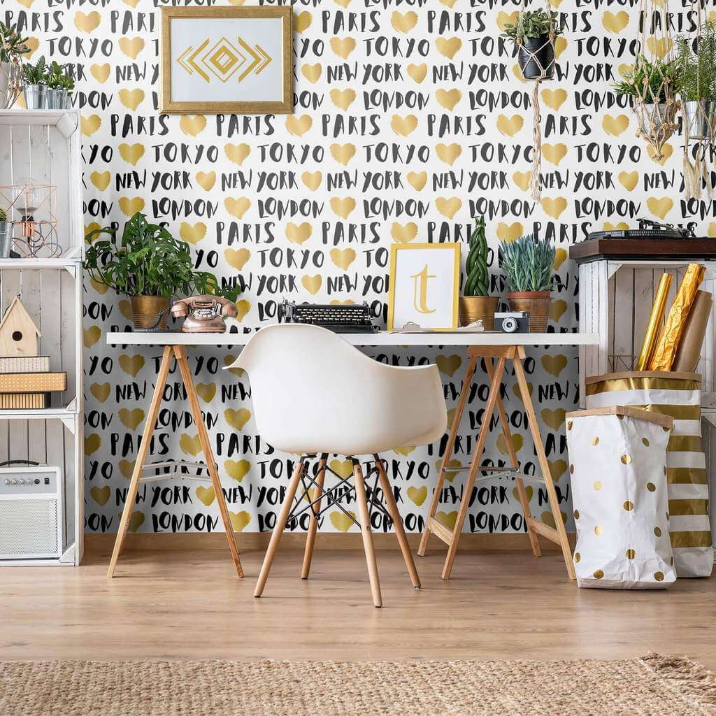 Black Travel Themed Peel and Stick Removable Wallpaper - Self-Adhesive Decorative Wall Mural for Bedroom, Living Room & Office - Easy to Install & Remove - Perfect for Home Decor and Travel Enthusiasts