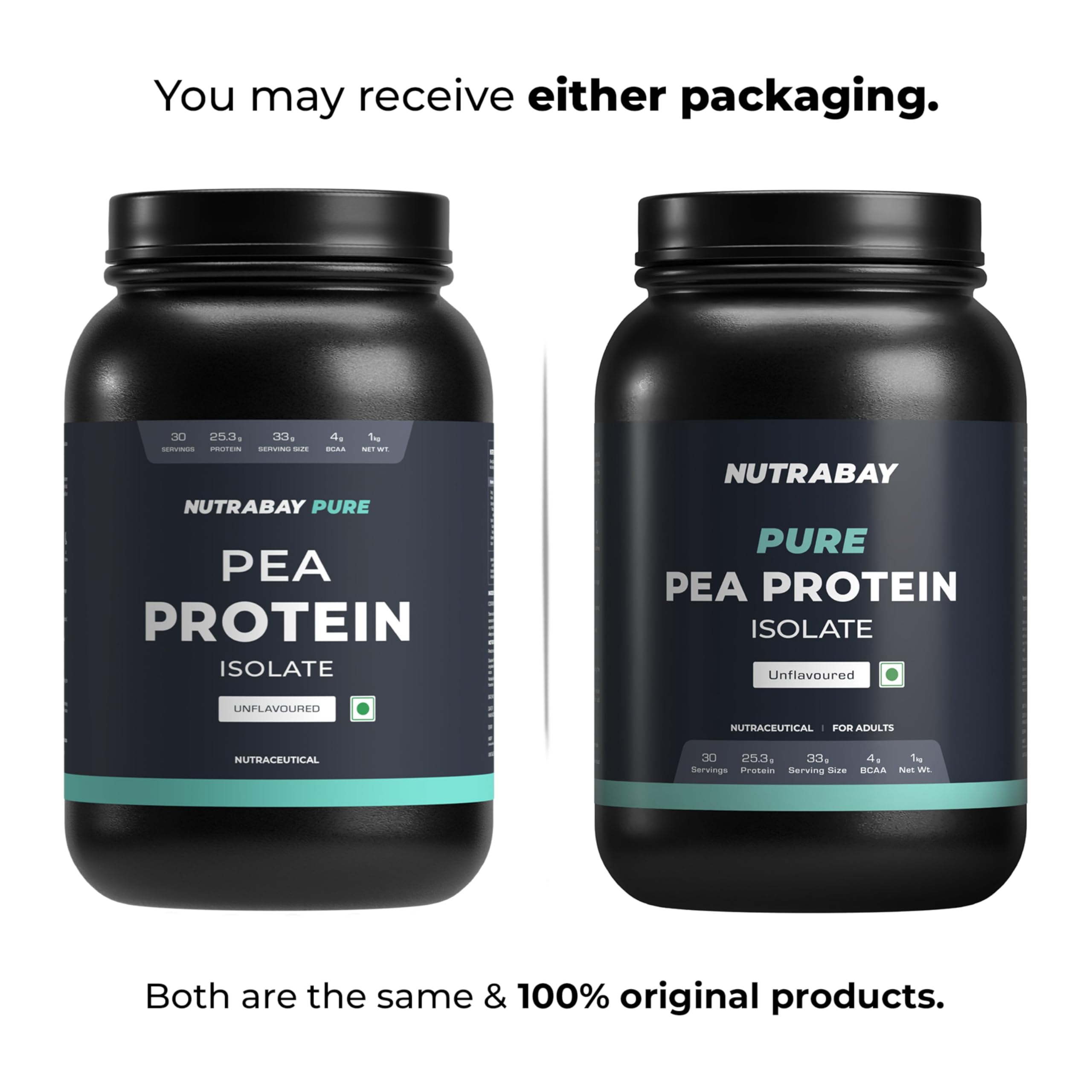 Nutrabay Pure Pea Protein Isolate Powder - 1kg Unflavored (30 Servings) | 25.3g Protein & 5g BCAA per Serving | Plant-Based Protein for Muscle Growth, Recovery & Weight Management | Easy to Digest Vegan Protein Powder for Smoothies, Baking & Post-Workout Shakes