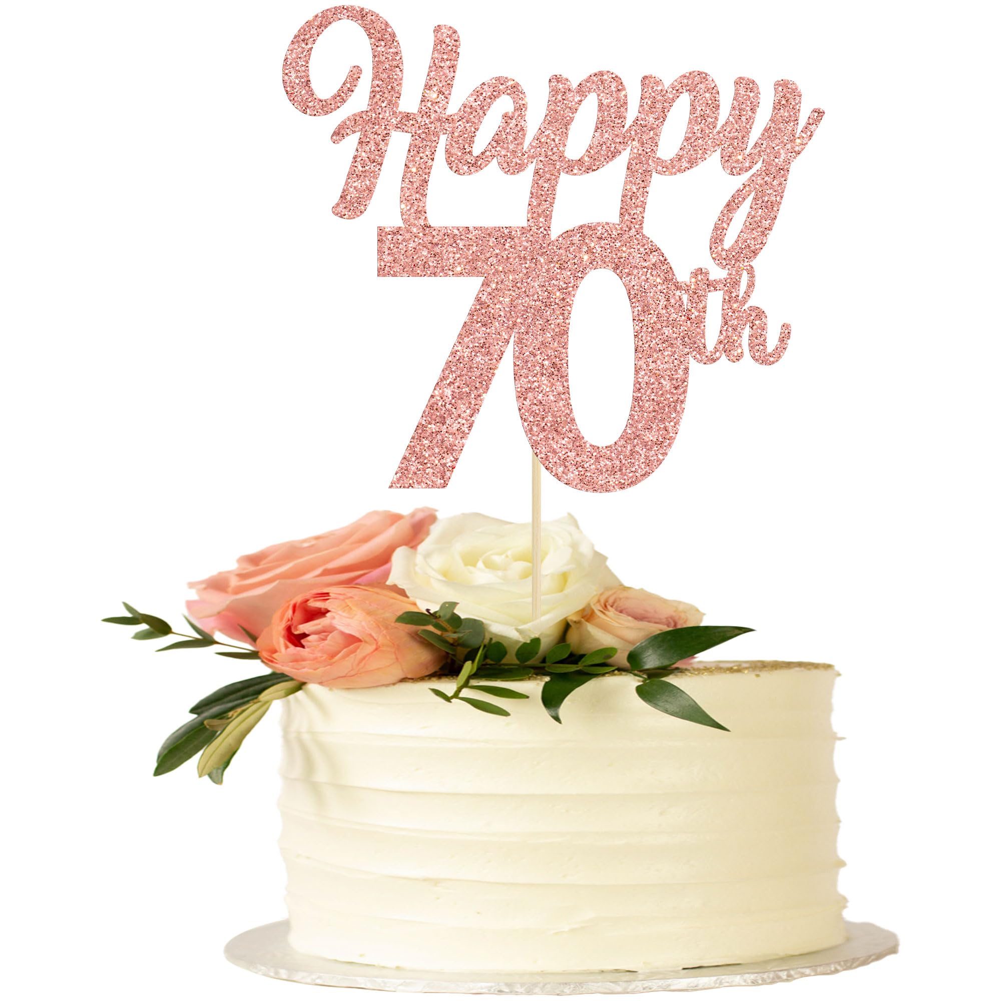 3Pcs Rose Gold Glitter Number 70 Cake Toppers - Happy 70th Birthday Cake Decorations for Anniversary, Wedding & Party Supplies | Perfect for 70 Years Old Celebration, Retirement Party & Milestone Events