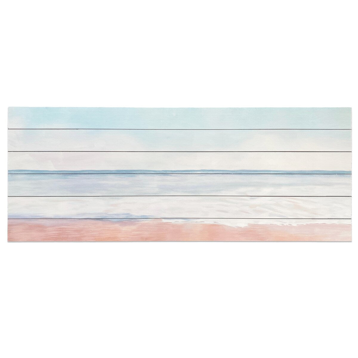 Abstract Ocean Print on Planked Wood Wall Art - Coastal Beach Decor for Living Room, Bedroom & Office - Modern Seascape Painting for Home & Office Decoration