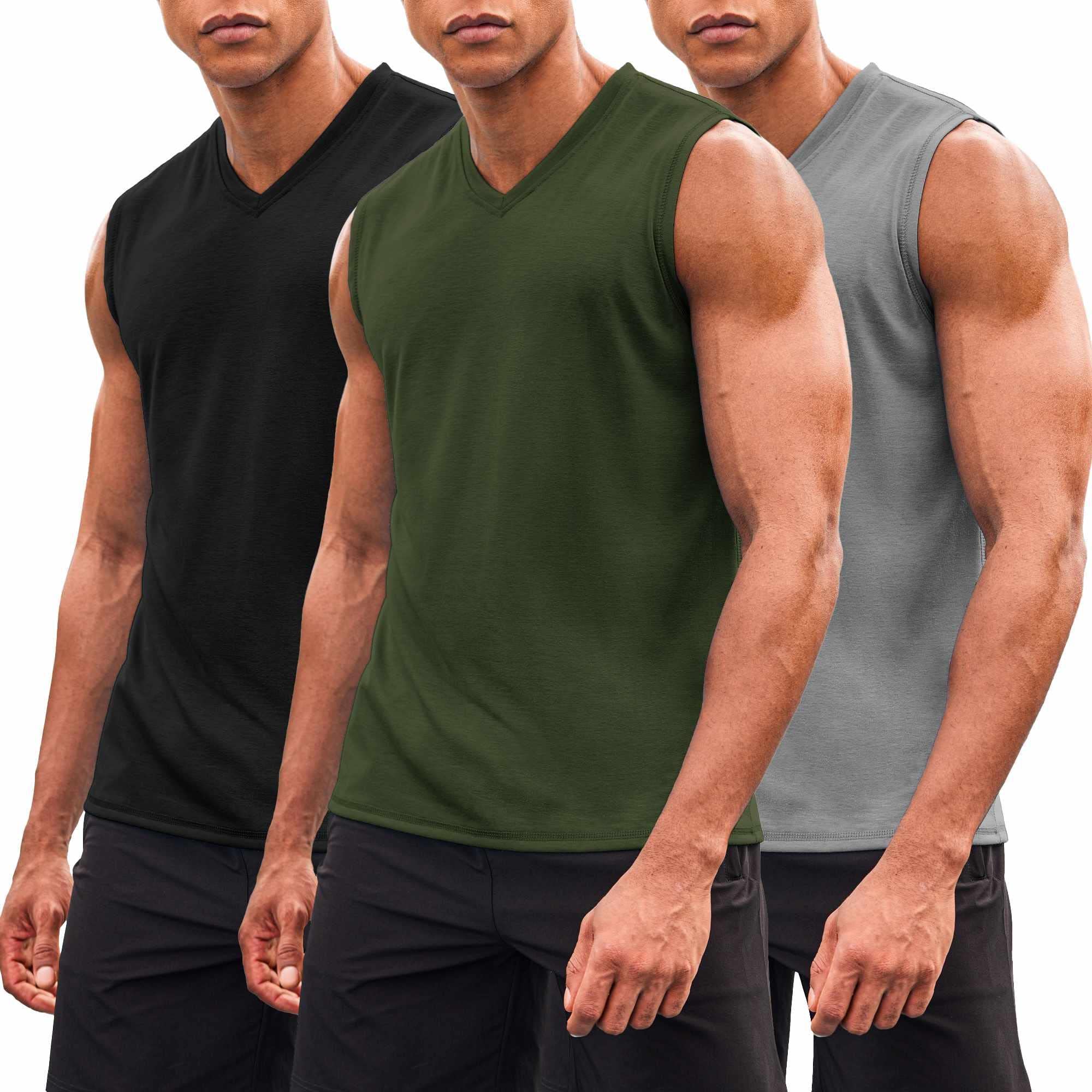 COOFANDY Men's 3 Pack Workout Tank Tops - Breathable Gym Sleeveless Shirts, V Neck Muscle Tee for Bodybuilding & Training - Perfect for Workouts, Running & Summer Fitness