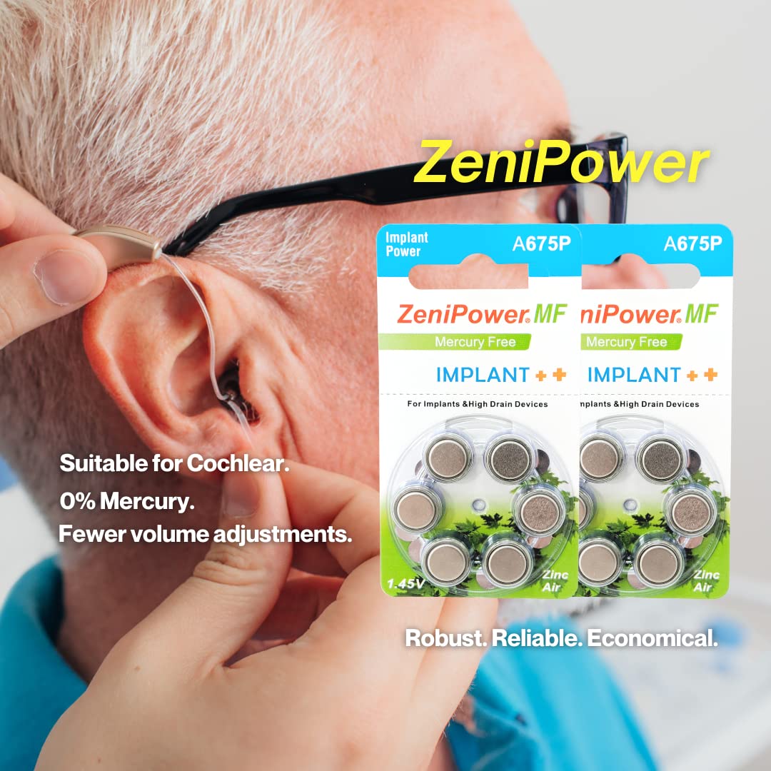 High-Power Zinc Air 1.4V Size 675P/675CI Batteries for Cochlear Implant BTE Speech Processors - 300 Pack - Long-Lasting Hearing Aid Batteries for All-Day Use in School, Work & Outdoor Activities