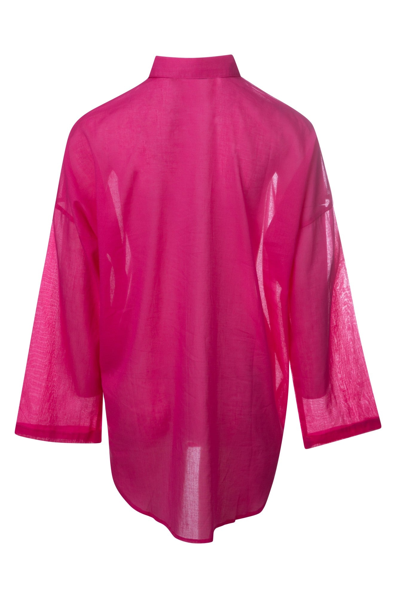 100% Cotton Sheer Beach Shirt for Women - CERISE Color | 0731A1 | Lightweight Cover-Up for Summer, Poolside, and Vacation Wear