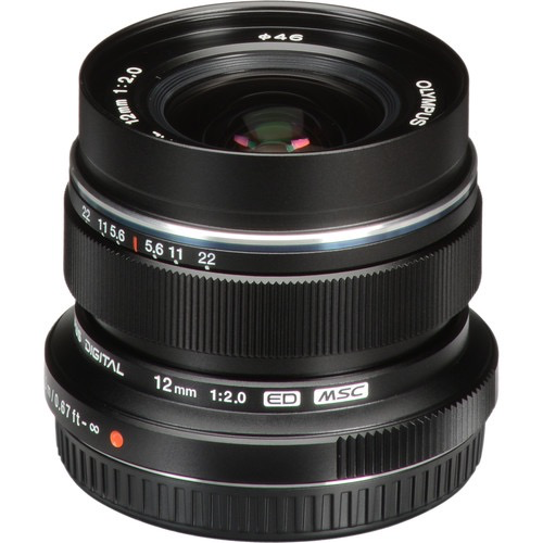 OM SYSTEM M.Zuiko Digital ED 12mm f/2.0 Wide Angle Lens (Black) - Perfect for Landscape, Street & Low Light Photography | Micro Four Thirds Mount