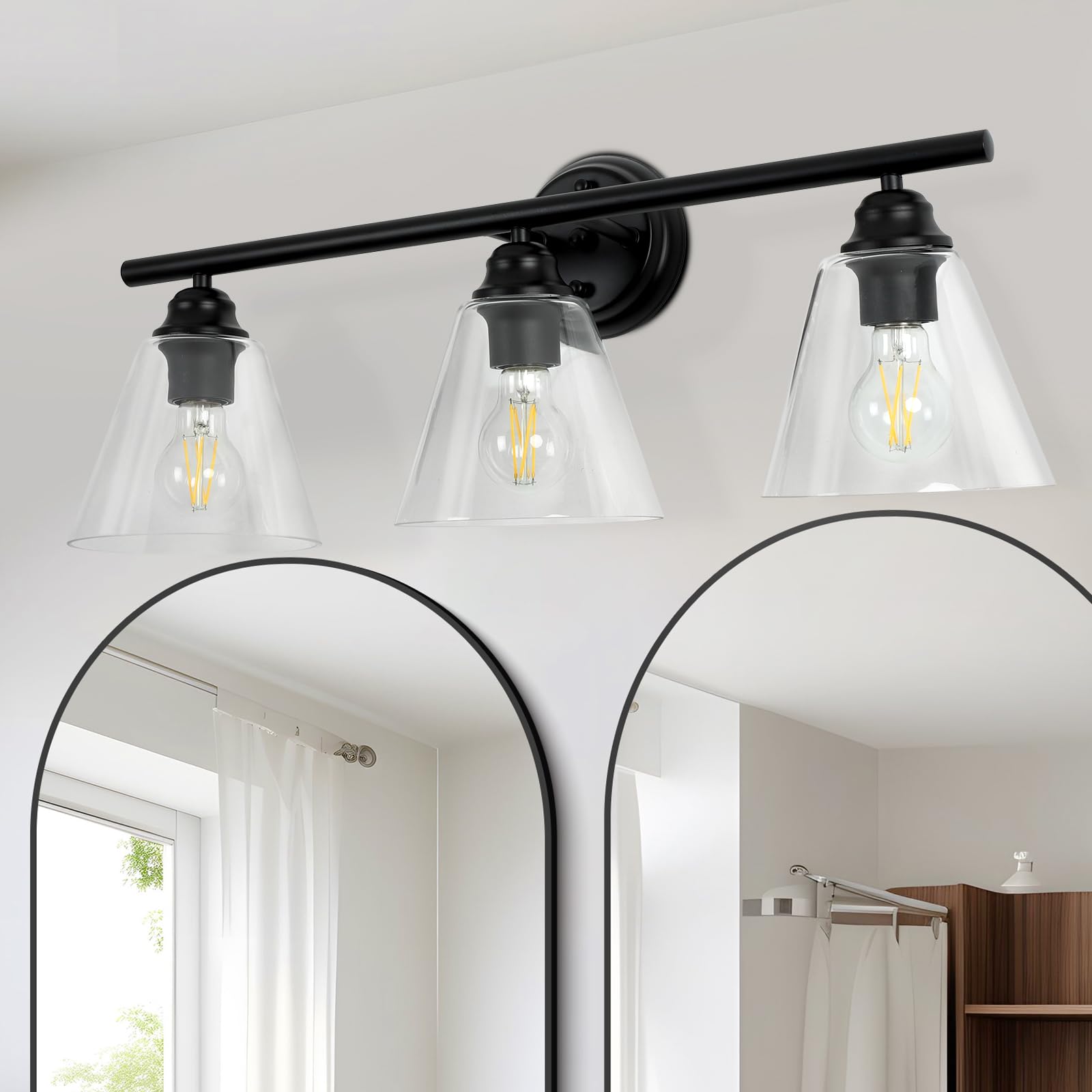 Rustic Farmhouse Bathroom Vanity Light Fixture - Vintage Black Matte Wall Sconce for Mirror, Hallway & Porch | Industrial Vanity Lighting for Bathroom, Cabinets & Home Decor