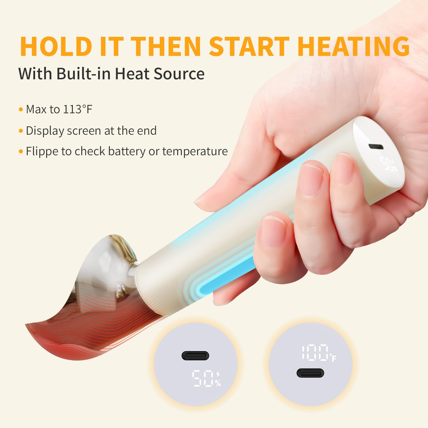 Electric Heated Ice Cream Scoop - Rechargeable Battery, Self-Warming Spoon Up to 113°F, Easy to Clean - Perfect for Hard Ice Cream, Gelato & Frozen Desserts at Home or Commercial Use