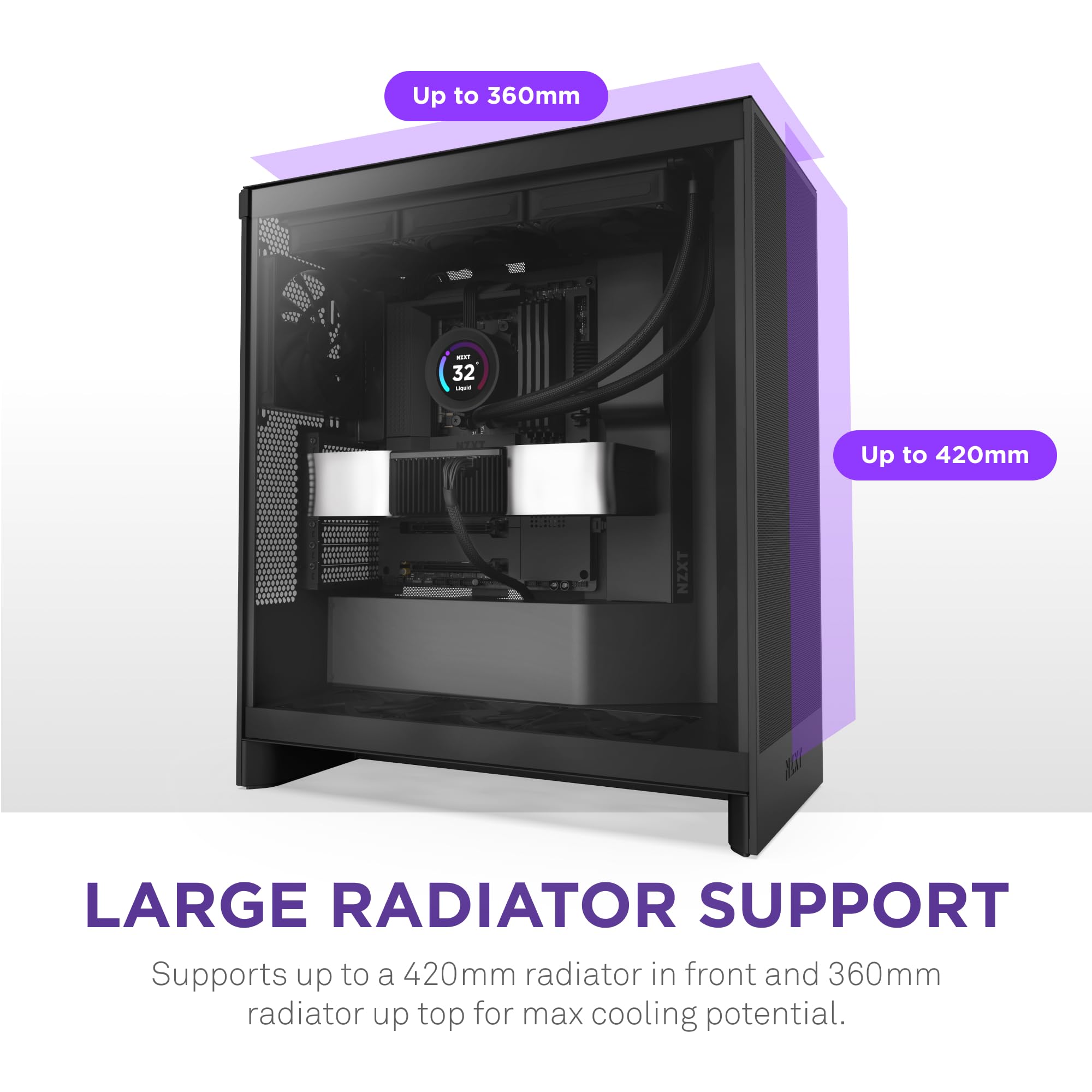 NZXT H7 Flow 2024 Mid-Tower ATX PC Case - High Airflow Gaming Case with 3 Pre-Installed 120mm Fans | Bottom Fan Support for GPU Cooling | Excellent Cable Management | Sleek Black Design | Perfect for Gaming Rigs & High-Performance Builds