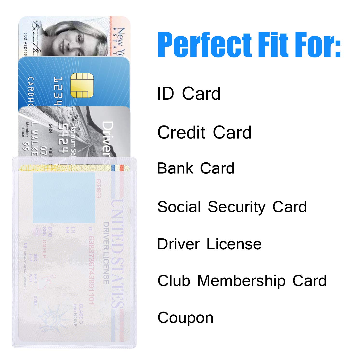 BronaGrand 50pcs Clear Vertical ID Card Holders & Business Card Protectors - Waterproof Credit Card Sleeves for Organizing Wallet, Office, and Travel Essentials