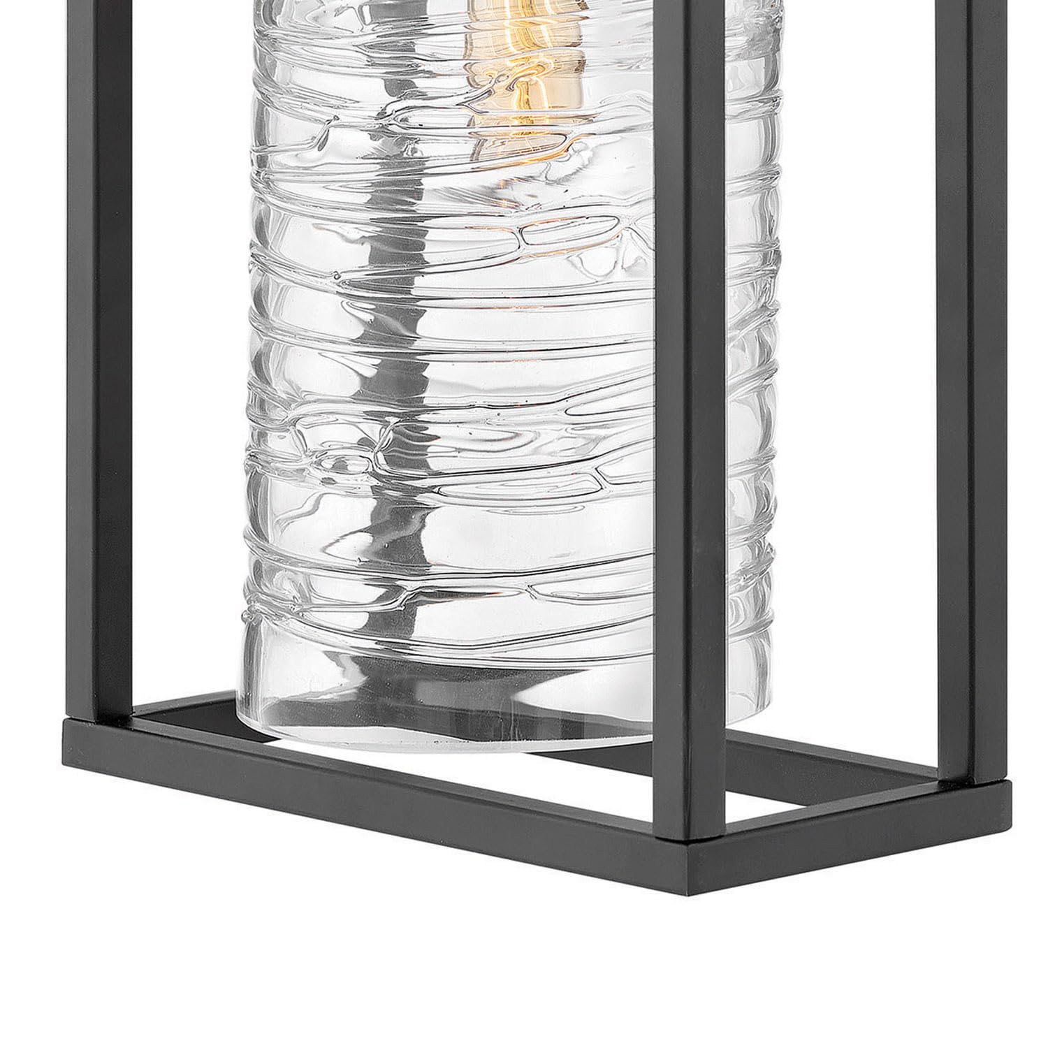 Hinkley Pax Medium Wall Mount Outdoor Lantern - Linear Aluminum Sconce with Clear Spun Glass Shade, T-Bulb Compatible, Satin Black Finish - Perfect for Porch, Patio, and Entryway Lighting