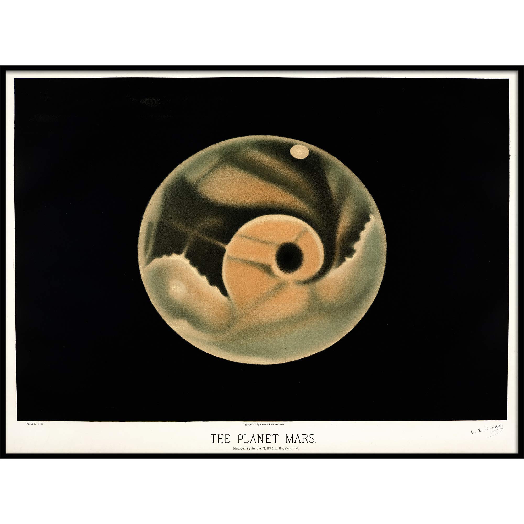 Vintage Mars Print - Antique Space Painting & Planet Mars Poster Wall Art - Outer Space Decor - 16x20 Inches - Perfect for Astronomy Lovers, Space Themed Room Decor & Unique Space Gifts