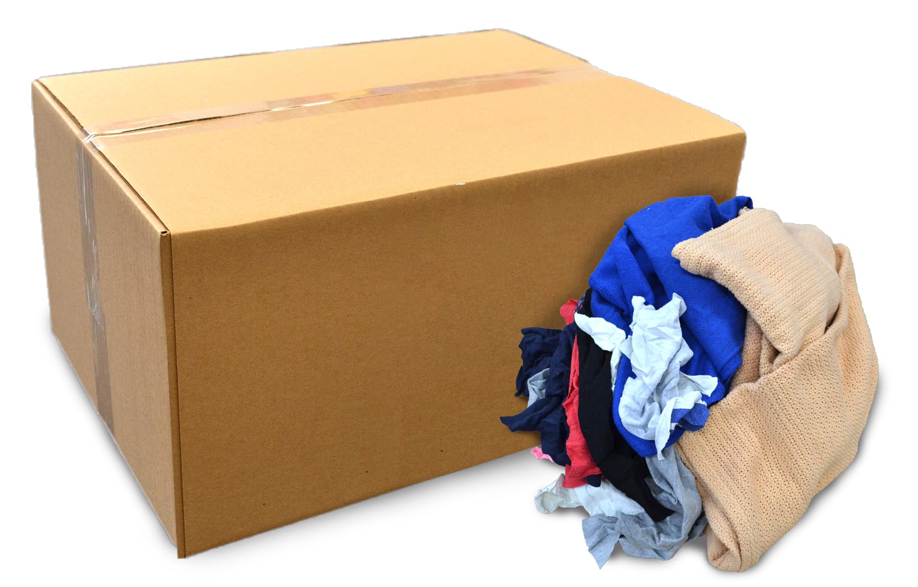 99601 Recycled Color Woven Wiping Rags - 25 lb Bulk Box for Industrial Cleaning, Auto Detailing & Workshop Use