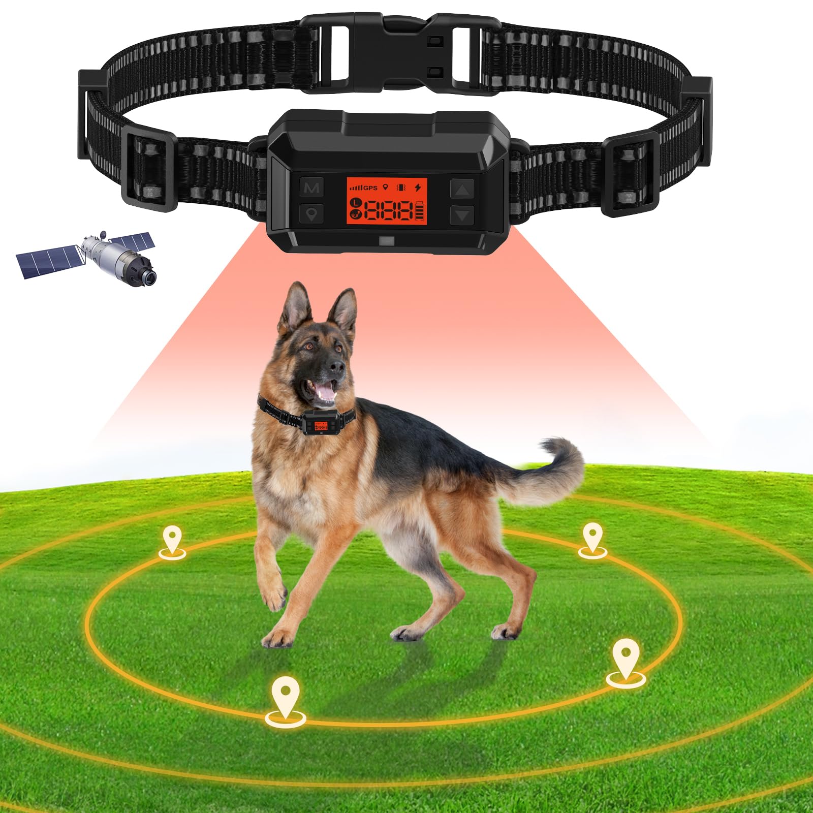 PETHEY GPS Dog Fence System - Wireless Electric Dog Fence with 999 Yard Range, IPX7 Waterproof Collar for 10-110lb Pets | Perfect for Backyard, Farm & Outdoor Dog Training