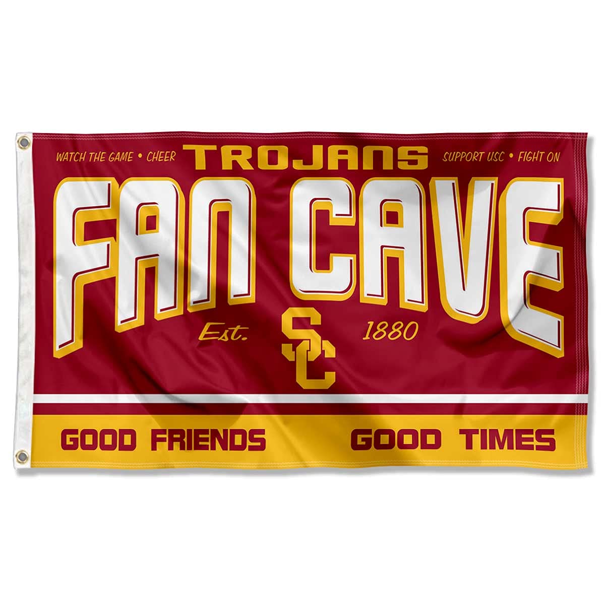USC Trojans Fan Cave Banner Flag - College Football Game Day Decor for Man Cave, Tailgating & Sports Room - USC Trojans Team Spirit Wall Hanging