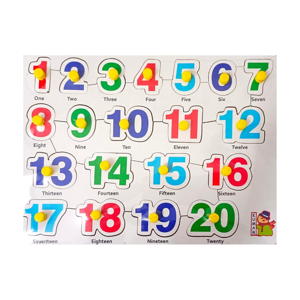 3-Piece Wooden Learning Puzzle Set for Kids & Adults - Number 1-20, ABCD Alphabet, Vegetables - Educational Toys for Toddlers 3+ and Family Fun Learning Activities