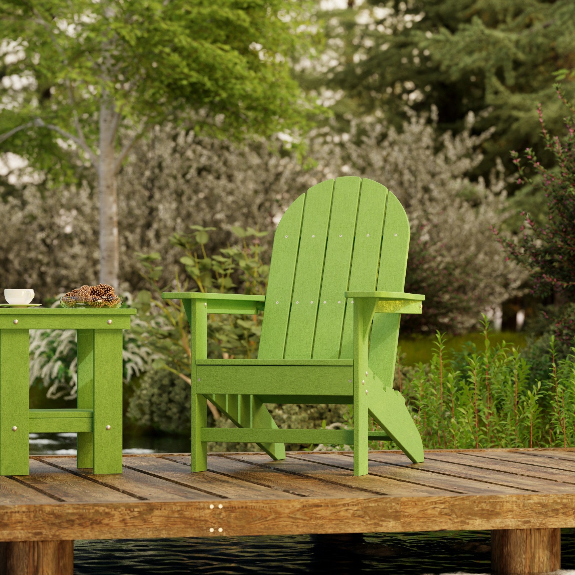 Freedom 3-Piece Traditional Adirondack Chair Set with Side Table - Outdoor Patio Furniture for Garden, Deck, Poolside & Backyard Relaxation
