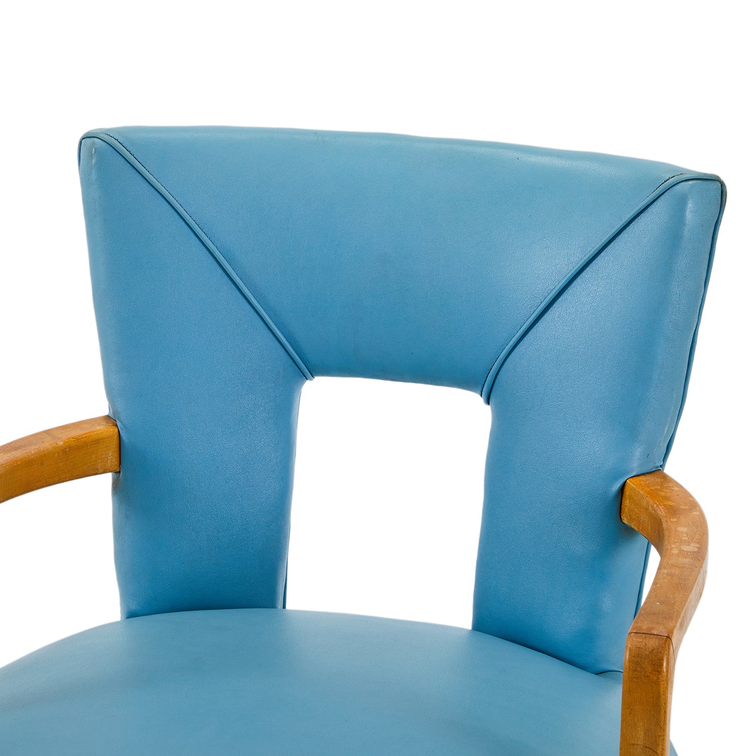 Blue & Wood Square Back Arm Chair - Modern Farmhouse Dining Chair for Kitchen, Living Room & Office - Comfortable & Stylish Home Decor