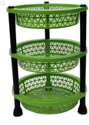 REGOLITH ENTERPRISES Plastic Vegetable Storage Rack - DIY Kitchen Trolley for Organizing Fruits, Vegetables, Onions & Potatoes | Space-Saving Pantry & Countertop Organizer for Home & Restaurant Use