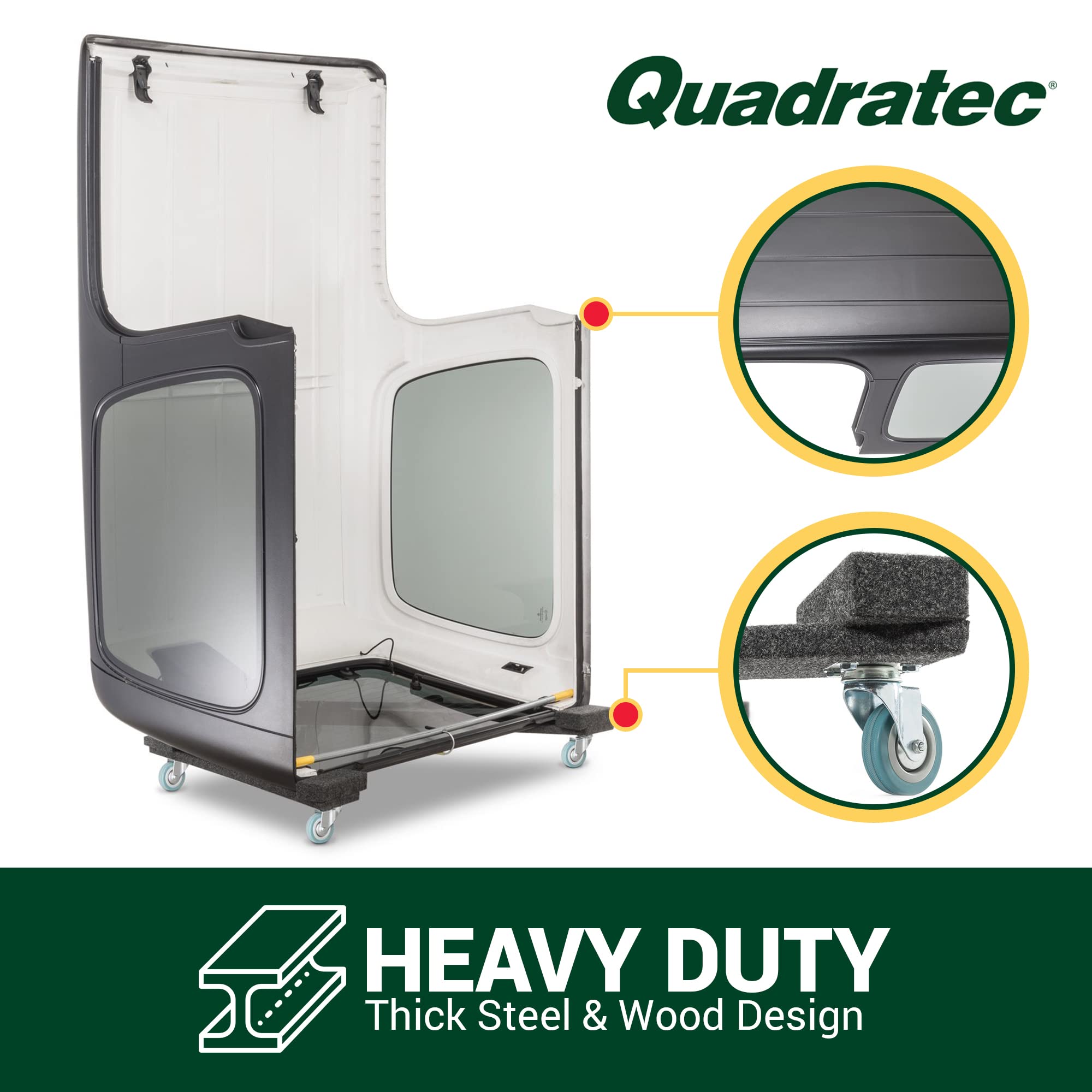 Quadratec Heavy Duty Jeep Wrangler Hardtop Storage Cart - Vertical Stand with Wheels for CJ-7, YJ & TJ Models (1976-2006) | Space-Saving Garage Organization Solution for Jeep Hardtop Storage & Workshop