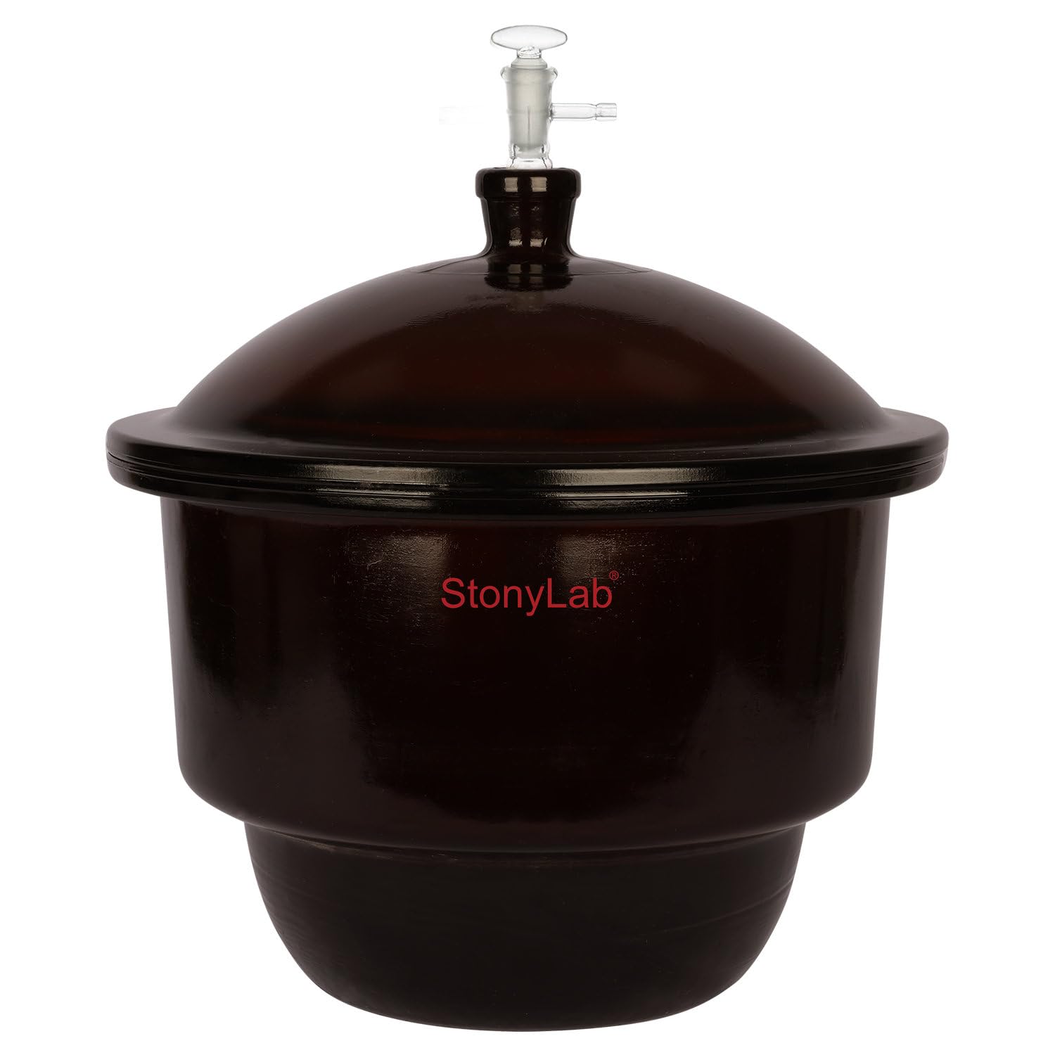 Stonylab 11.8 Inch Amber Glass Vacuum Desiccator with Glass Vacuum Valve & Porcelain Plate - Ideal for Laboratory, Science Experiments, and Moisture-Sensitive Storage