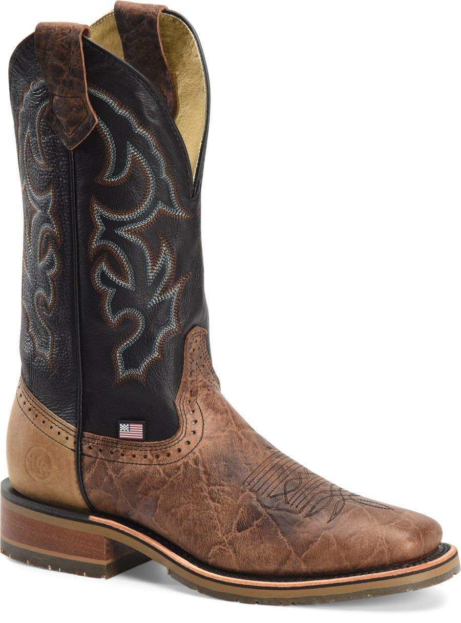Men's 12-Inch Wide Square Toe Ice Light Brown Double-H Work Boots - Durable Western Cowboy Boots for Ranch Work, Construction & Outdoor Activities
