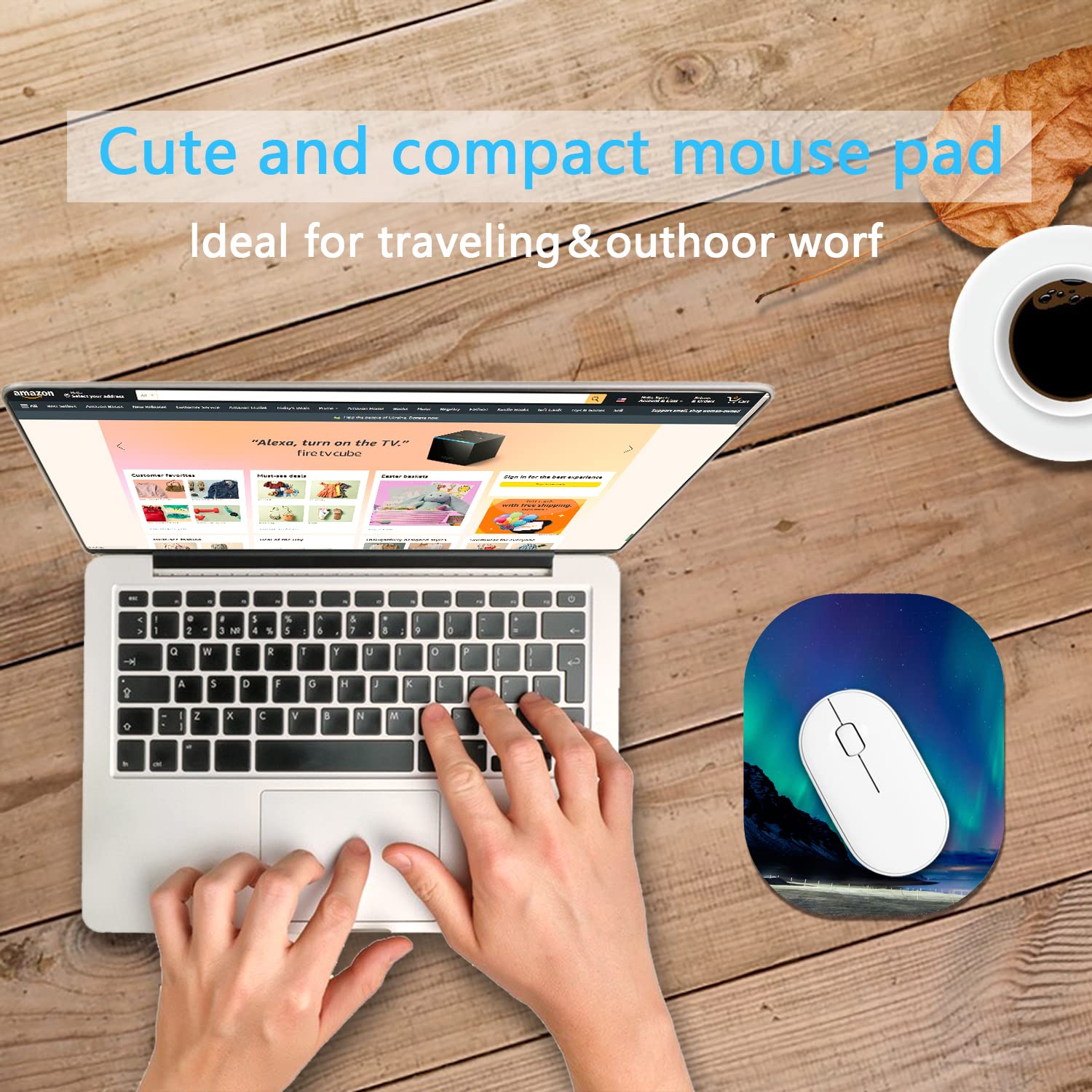 6x7 Inch Small Mouse Pad for Laptop & Wireless Mouse - Non-Slip Rubber Base, Waterproof Office Desk Mat - Perfect for Home, Office & Travel Use (Aurora Design)