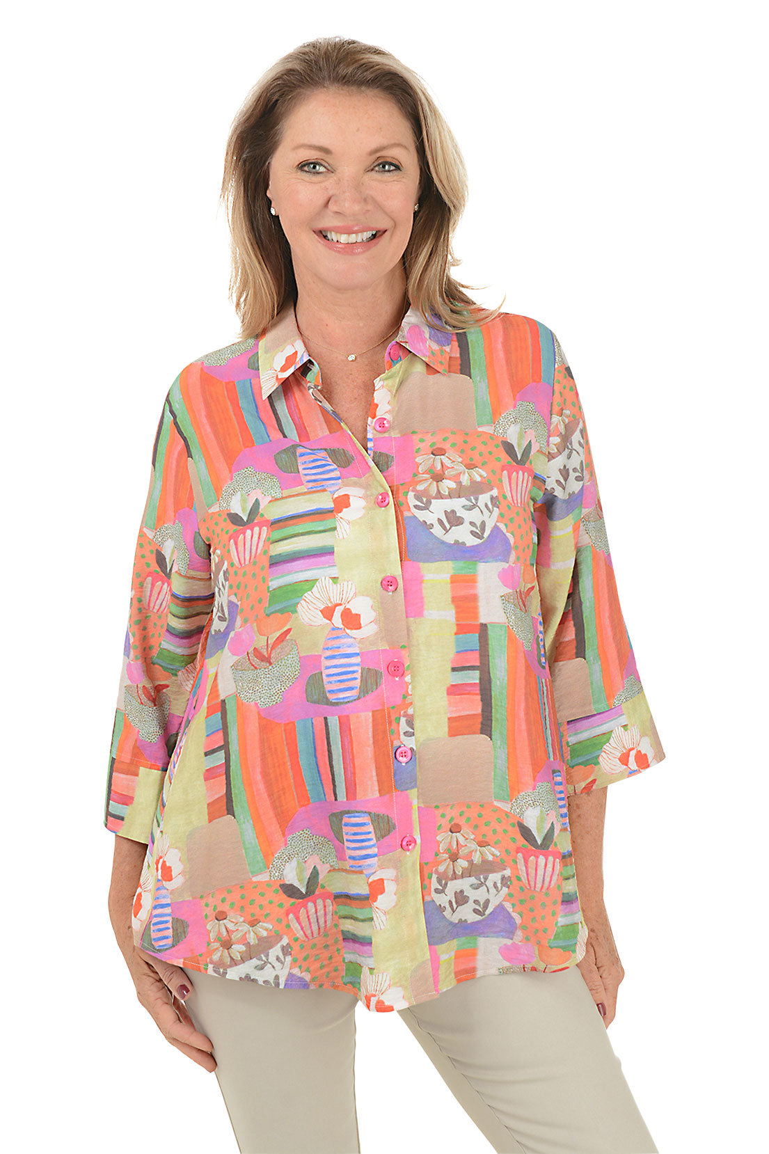 Stylish Still Life Button Back Shirt for Women - Casual & Office Wear - Perfect for Work, Dates & Everyday Outfits