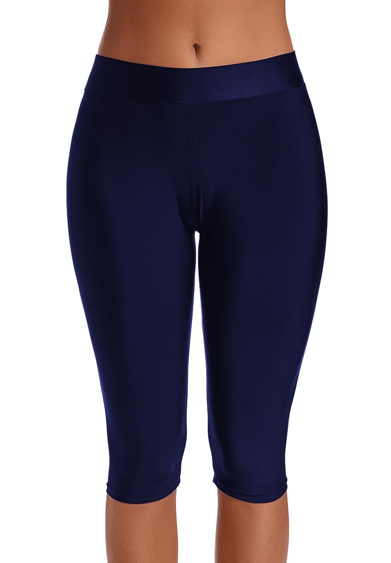 Akaeys Women's Quick-Dry Swim Shorts Leggings - UPF 50+ Sun Protection Rash Guard Pants for Swimming, Surfing & Beach Sports - Comfortable Athletic Swim Tights & Tankini Bottom for Pool, Yoga & Water Aerobics