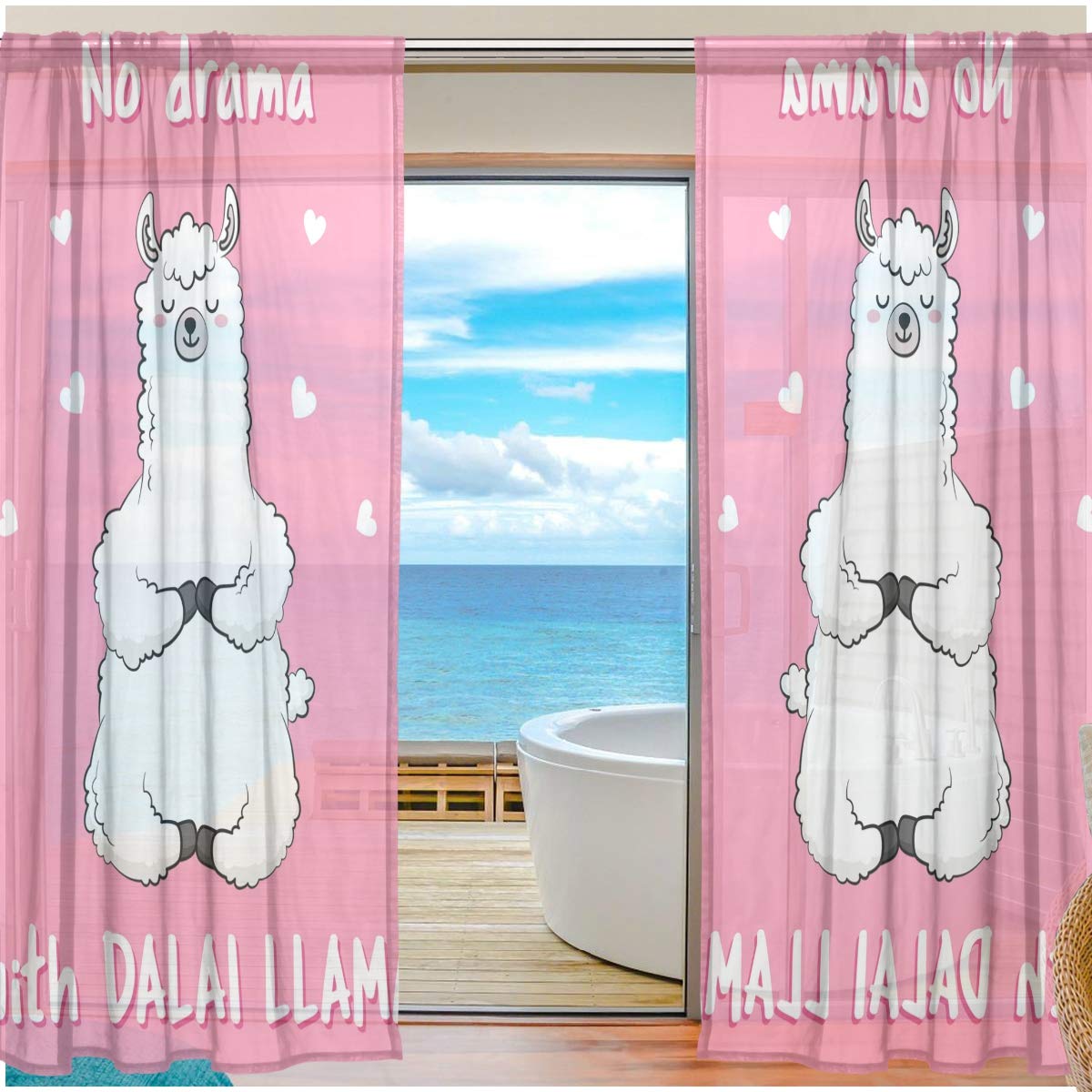 Dalai Llama Window Sheer Curtains - Digital Printed Polyester Fiber Drapes for Door, Kitchen, Living Room & Bedroom - Perfect for Boho Decor, Meditation Spaces & Tibetan-Inspired Home Design
