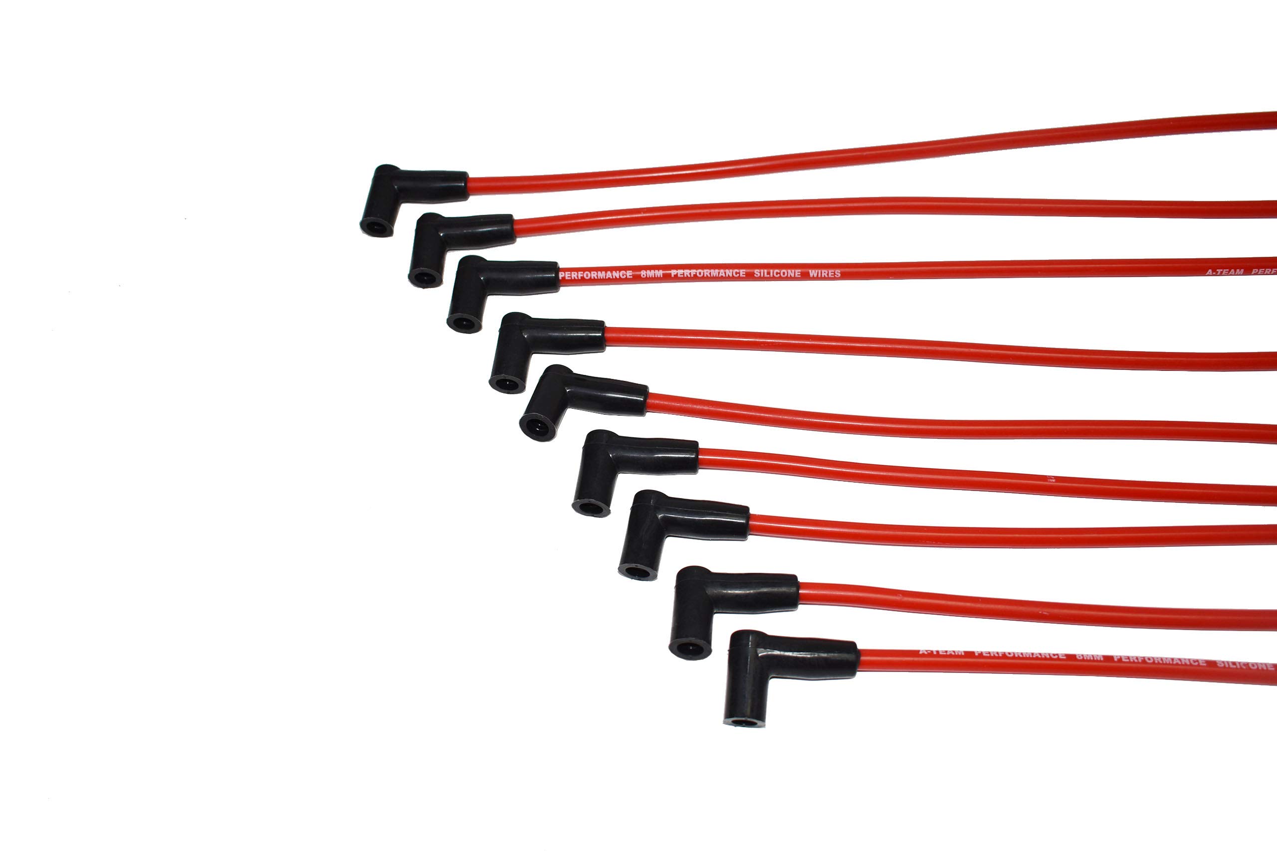 A-Team Performance Red Silicone Spark Plug Wires - Compatible with Small Block Chevy (SBC) Engines - High Heat Resistance for Marine & Performance Boats, Hot Rods, Classic Cars