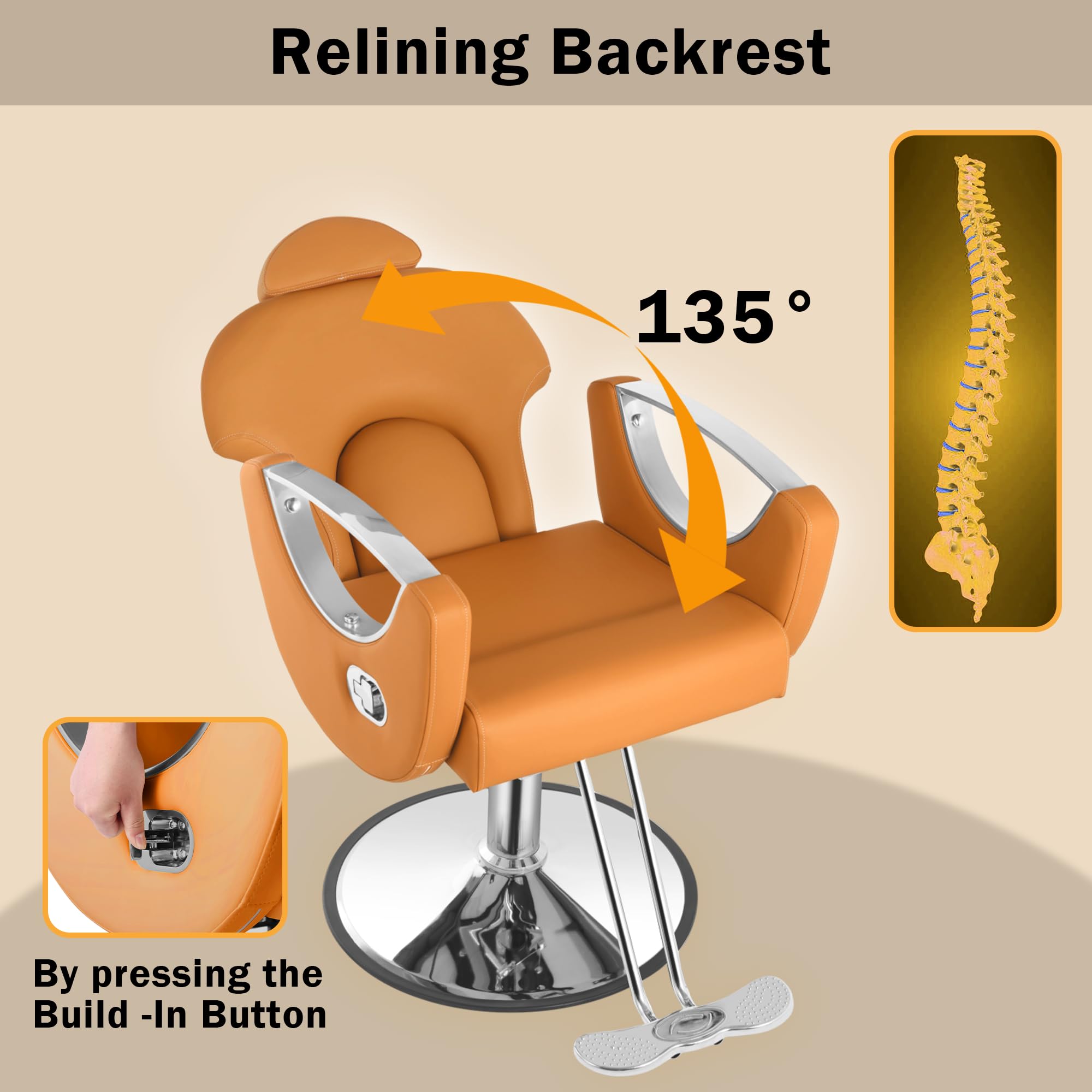 Professional Salon Chair for Hair Stylists & Barbers - 360° Rotating Hydraulic Hairdressing Chair with Adjustable Height, Shampoo Back & Footrest - Perfect for Hair Salons, Barber Shops, Tattoo Studios & Spa Beauty Treatments