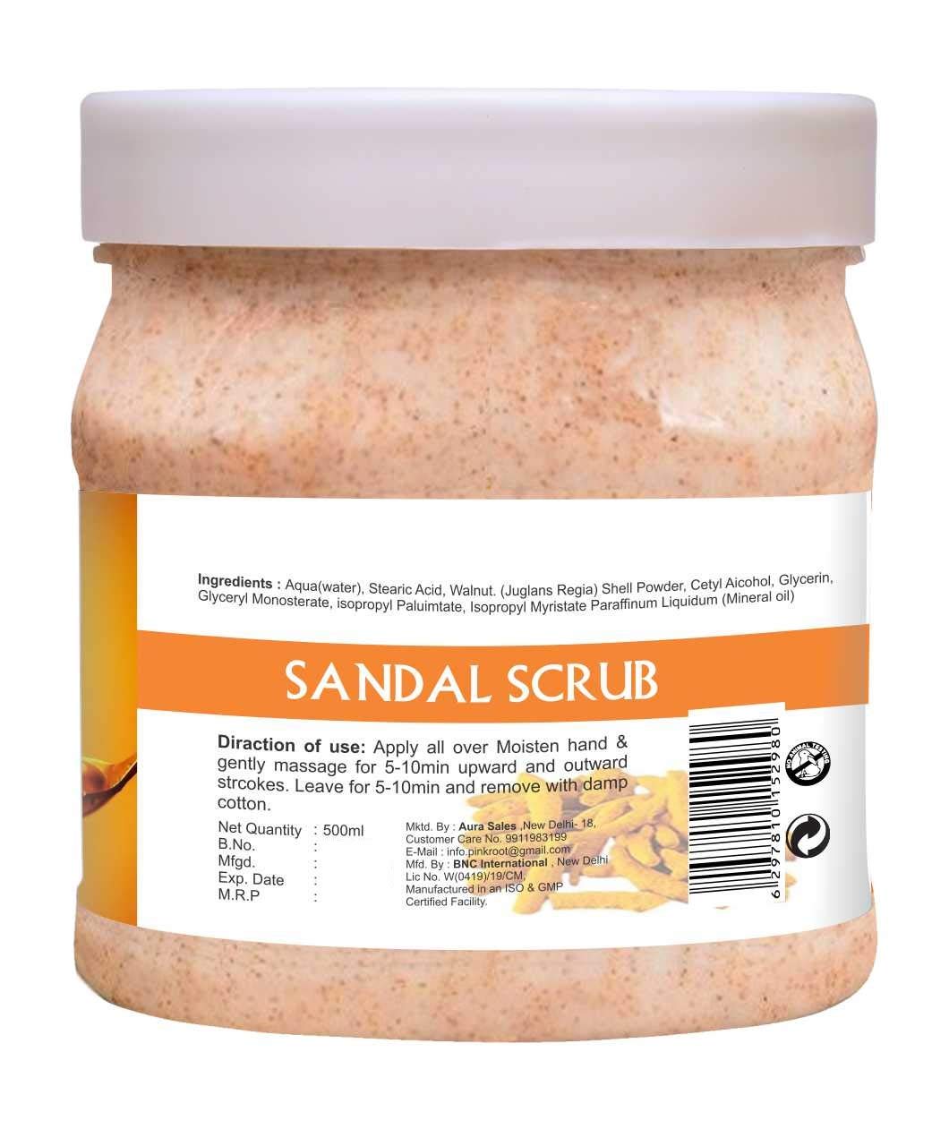 Pink Root Green Tea Massage Gel & Sandal Scrub Set - 500ml Each | Organic Skincare for Relaxation & Exfoliation - Perfect for Spa Day & Self-Care Routine