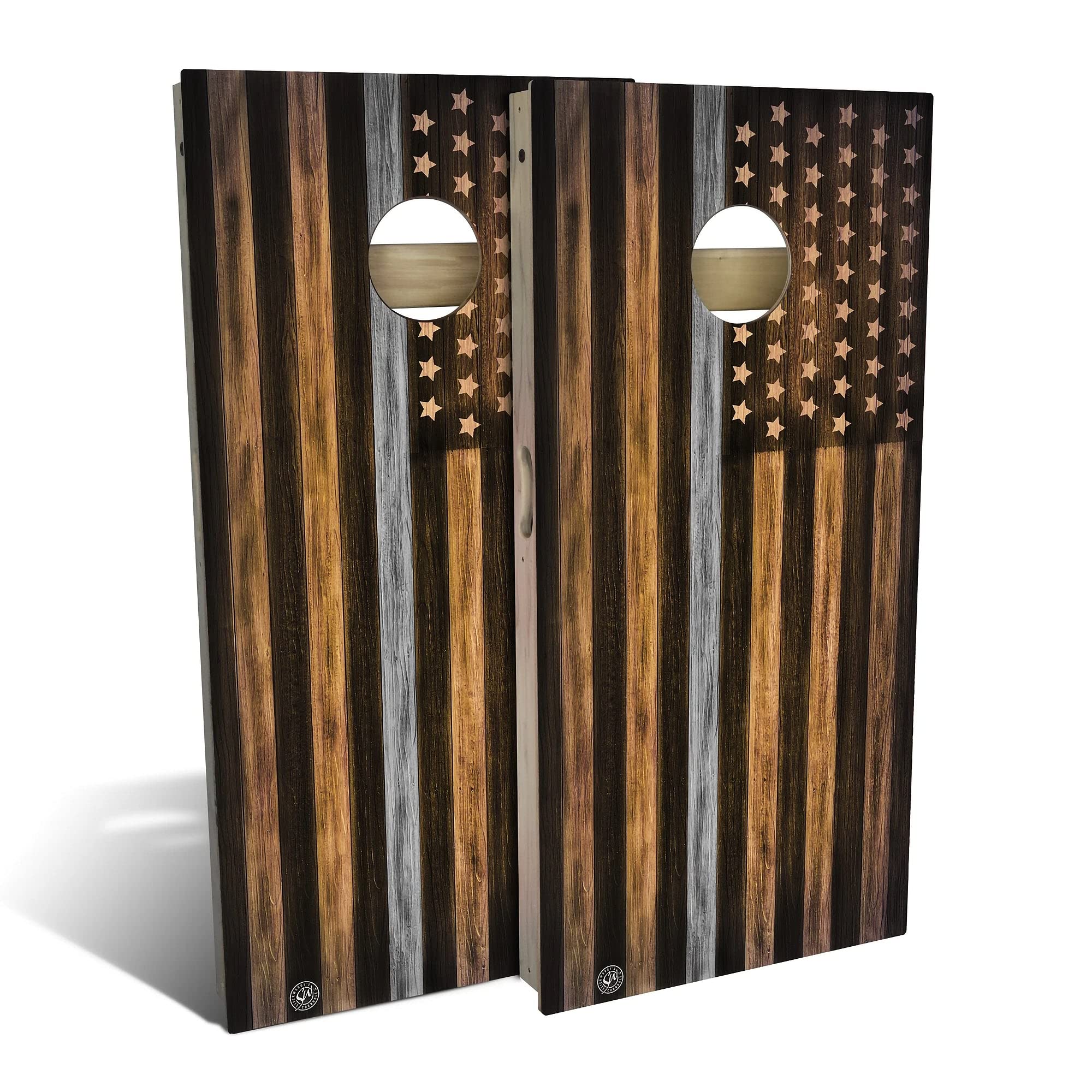 Premium Charred Corrections USA Gray Line Cornhole Boards Set - 2 Regulation-Sized Boards & 8 All-Weather Bean Bags - Custom Size Options & Accessories for Backyard Games, Tailgating, and Outdoor Parties