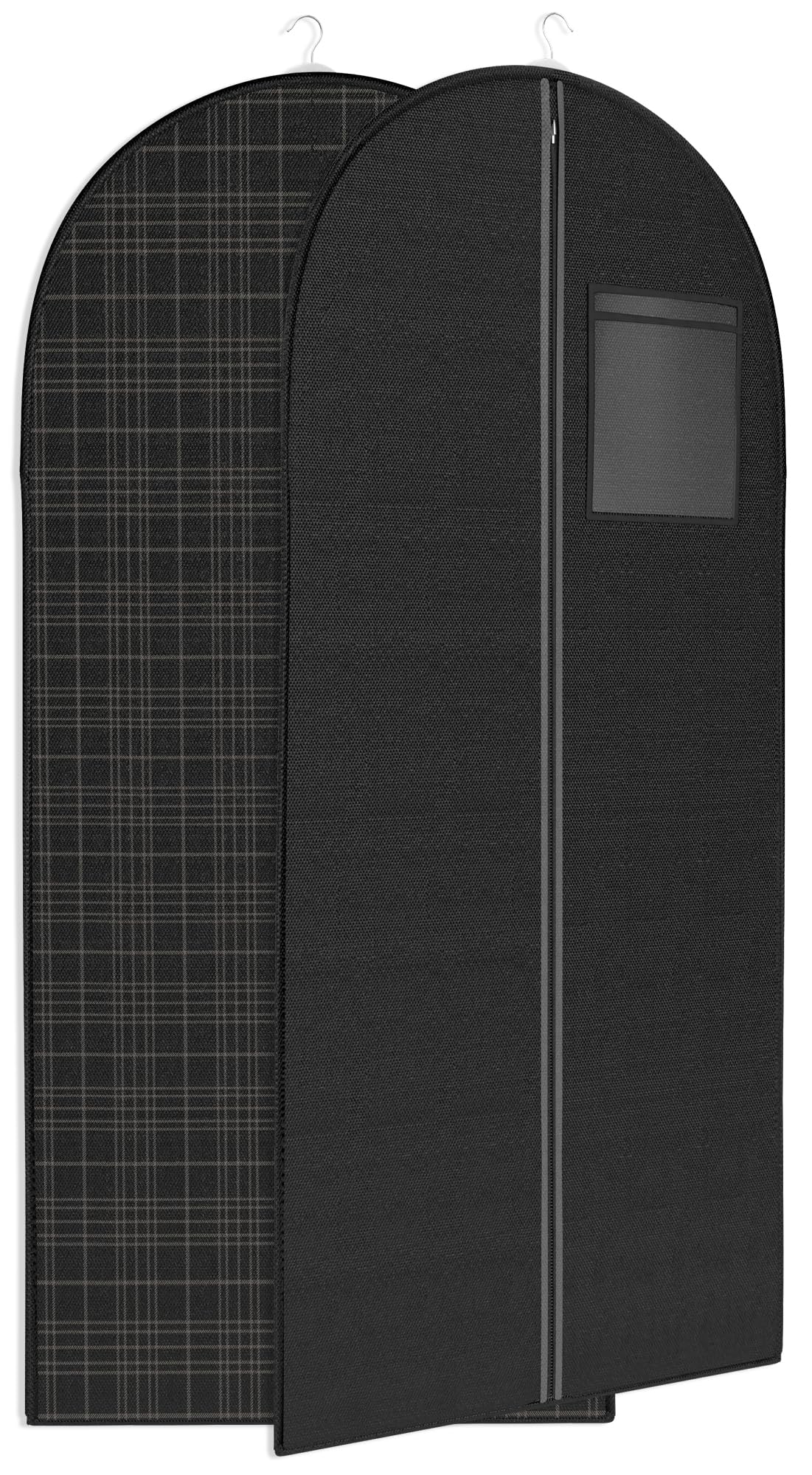 Black Tartan Suit Garment Travel Bags with ID Tag Window - Heavy Duty Yet Lightweight Luggage for Business Trips & Formal Events