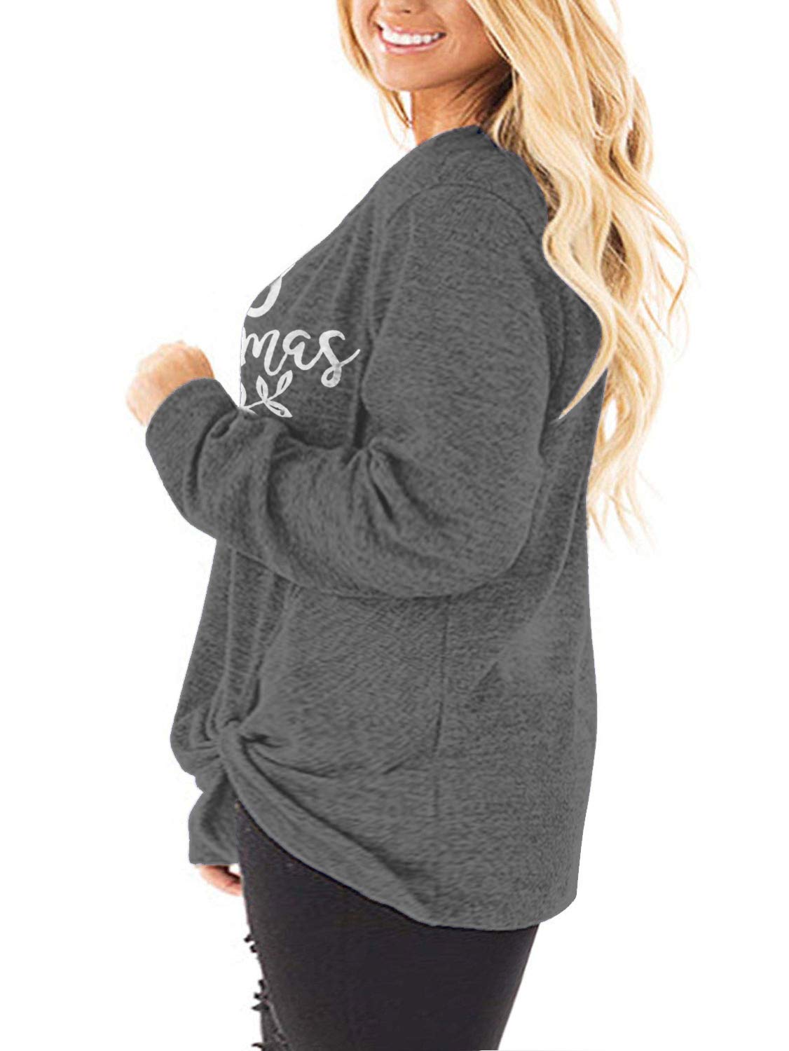DOLNINE Women's Plus Size Knotted Long Sleeve T-Shirt - Loose Casual Blouse for Everyday Wear, Work & Date Night Outfits