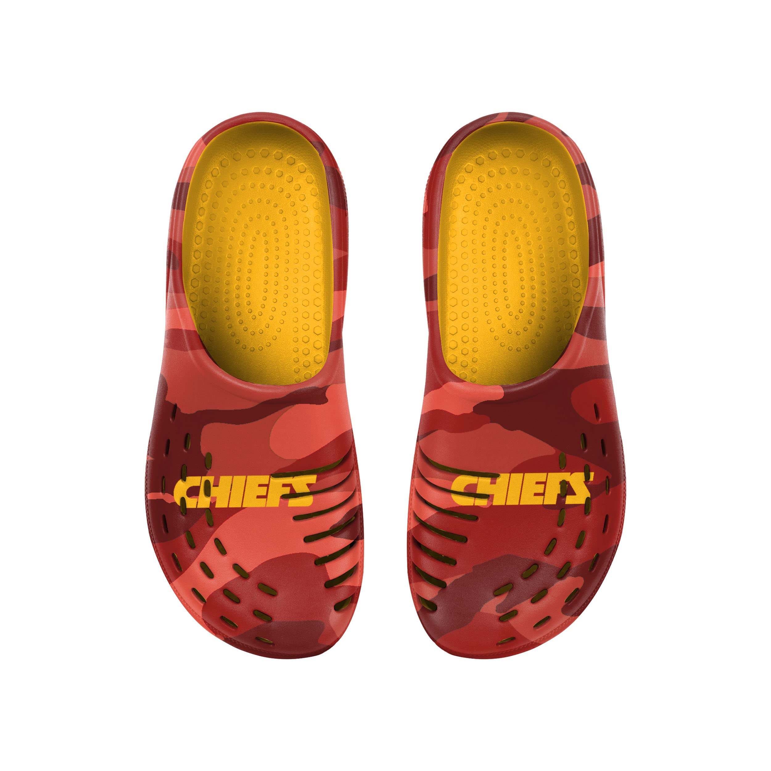 FOCO Kansas City Chiefs NFL Men's Tonal Camo Clog Slippers - Comfortable Team Logo House Shoes for Fans, Indoor/Outdoor Wear, Perfect Gift for Football Enthusiasts