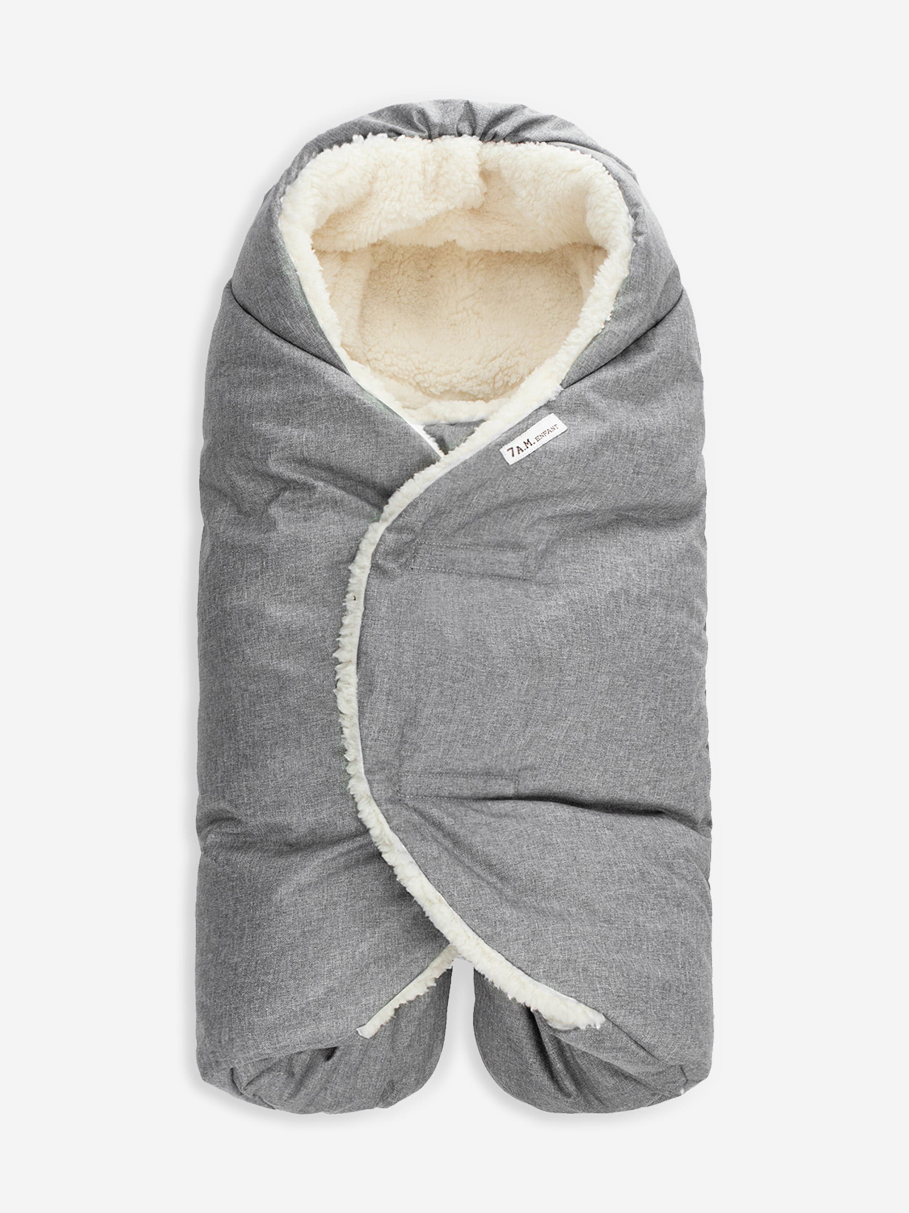 7AM Enfant Baby Nido Duvet Wrap - Soft Grey Infant Swaddle Blanket for Newborns | Perfect for Sleeping, Stroller & Car Seat Use
