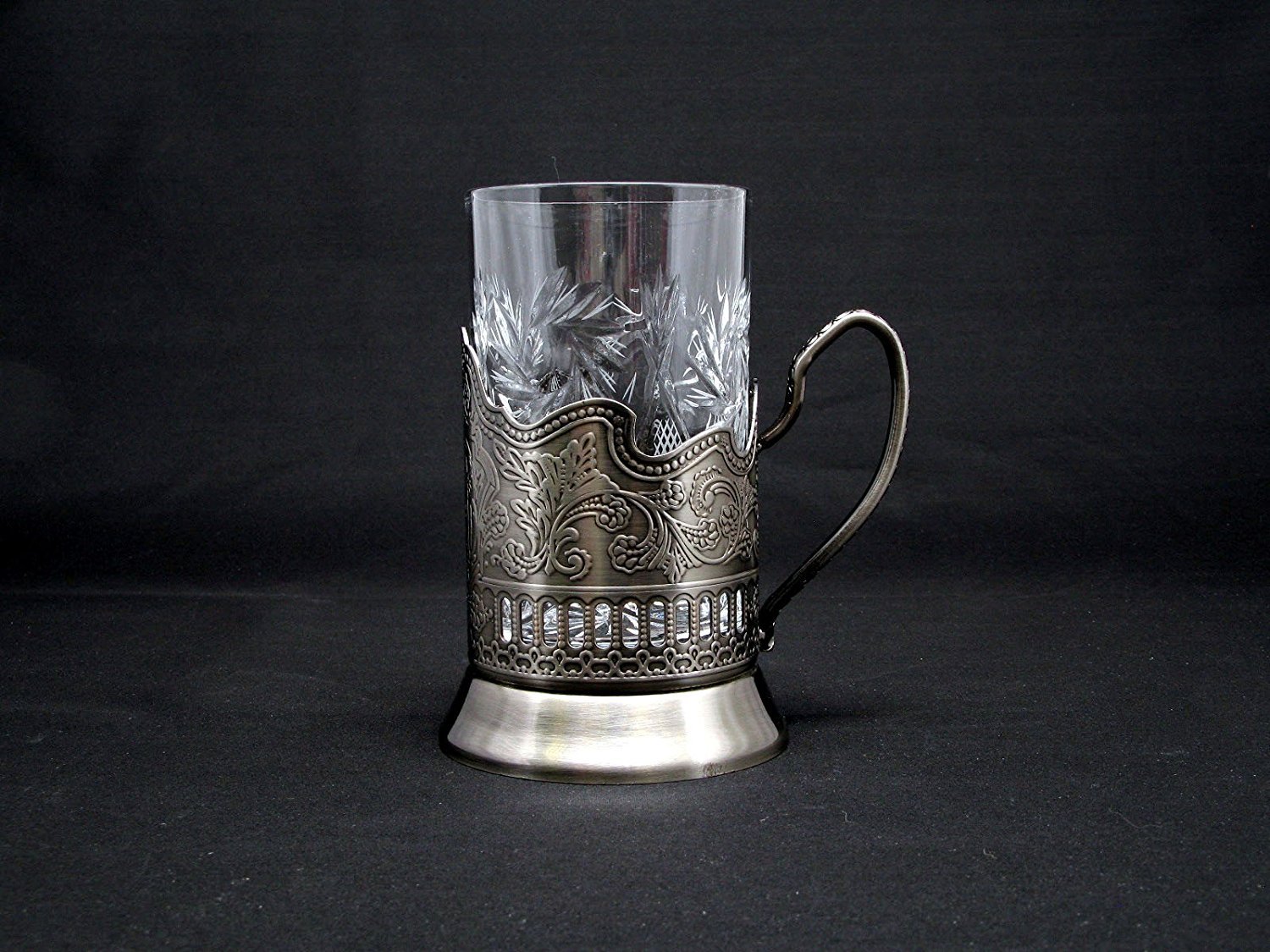 Premium Russian Cut Crystal Drinking Glasses - 8 oz Clear Glass Cups for Tea & Coffee - Perfect for Metal Glass Holder Podstakannik - Elegant Tea Time, Russian Tea Ceremony & Home Entertaining