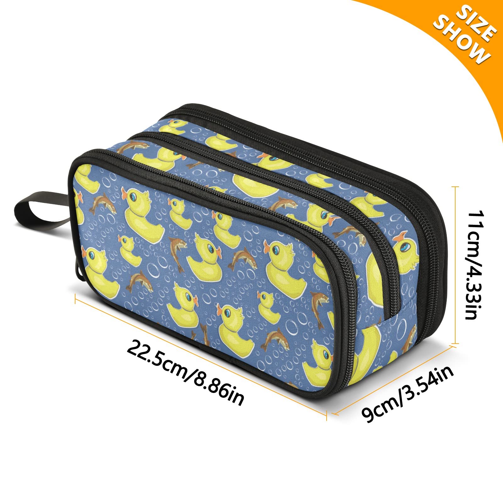 J JOYSAY Large Capacity Ducks & Fish Design Pencil Case for School, College, Office - Spacious Pen Pouch for Boys & Girls - Perfect for Organizing Stationery, Art Supplies, and Writing Tools
