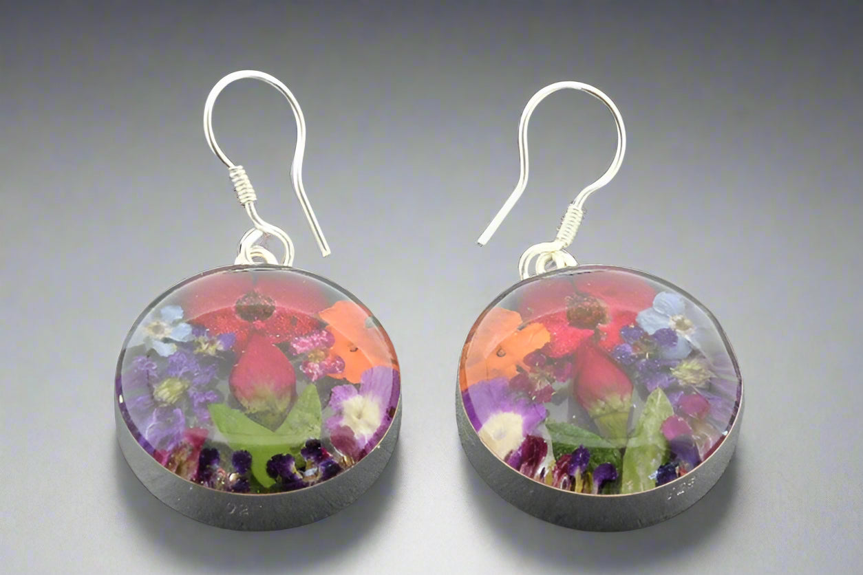 Handmade Large Circle Flower Resin Earrings for Women - Elegant Floral Dangle Jewelry for Parties, Weddings & Everyday Wear