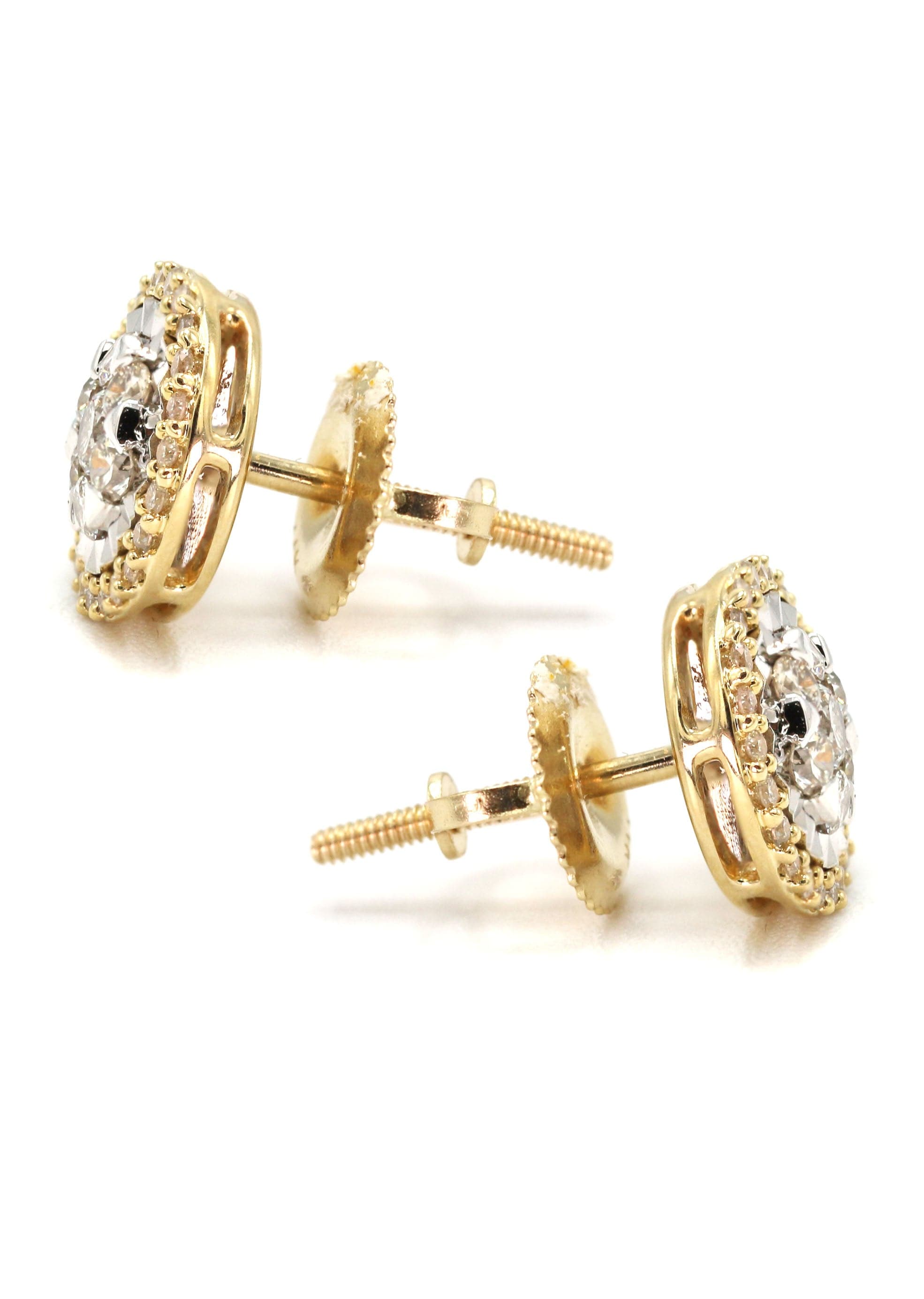 14K Yellow Gold Men's Diamond Stud Earrings | 0.39 Carat Round Cut Diamond Earrings for Men | 2.14 Grams Solid Gold | Perfect for Gifts, Weddings & Special Occasions