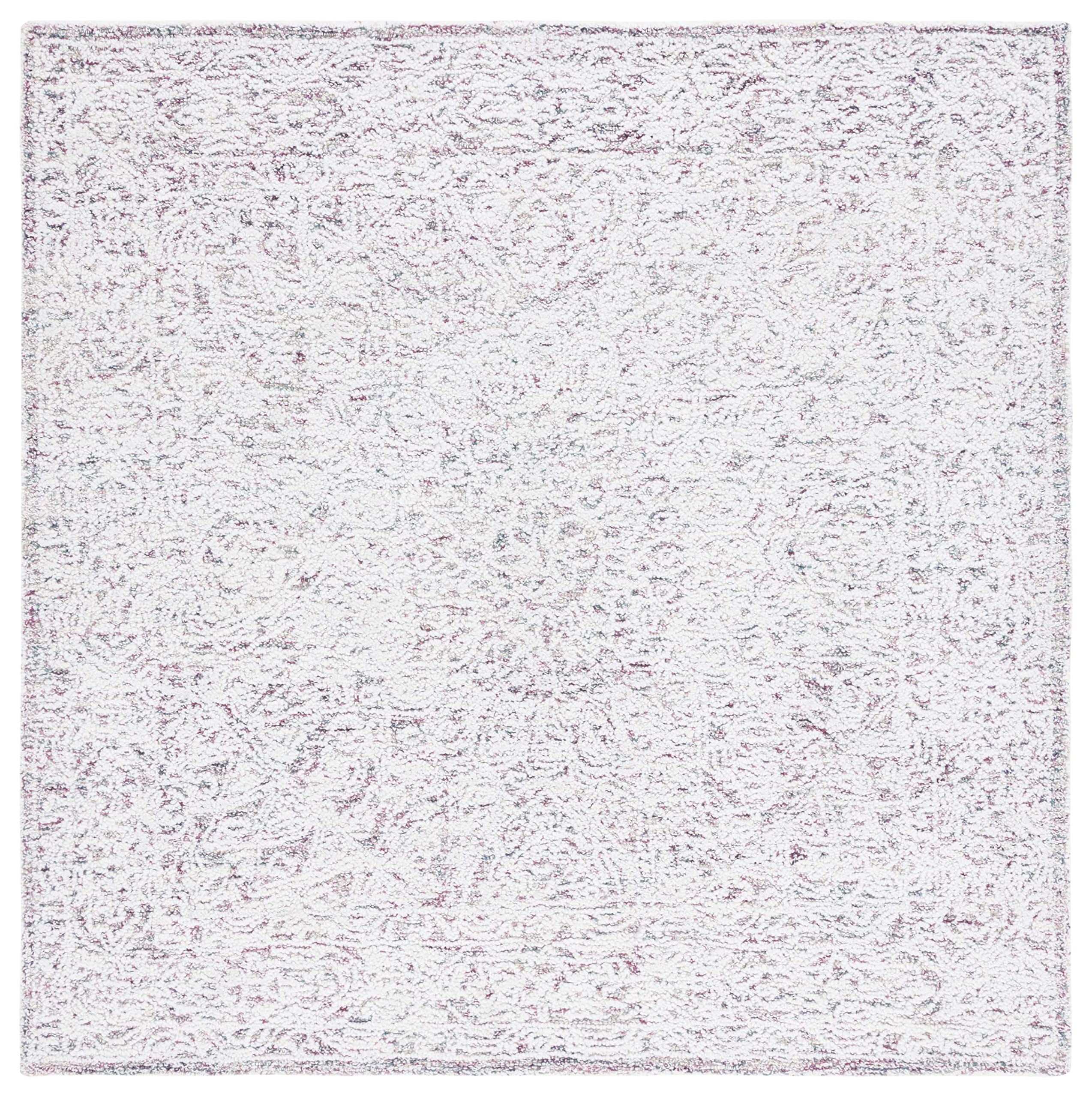 SAFAVIEH Metro Collection 6' Square Ivory & Red Wool Area Rug - Handmade Premium Quality for Living Room, Dining Room & Bedroom Decor | Soft & Durable Floor Covering for Home Interior Design